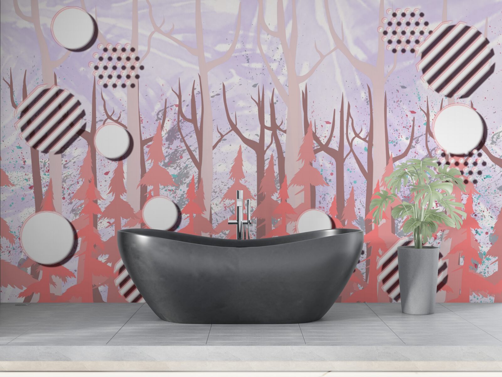 Fotobehang abstracte roze bladeren van een herfstbos