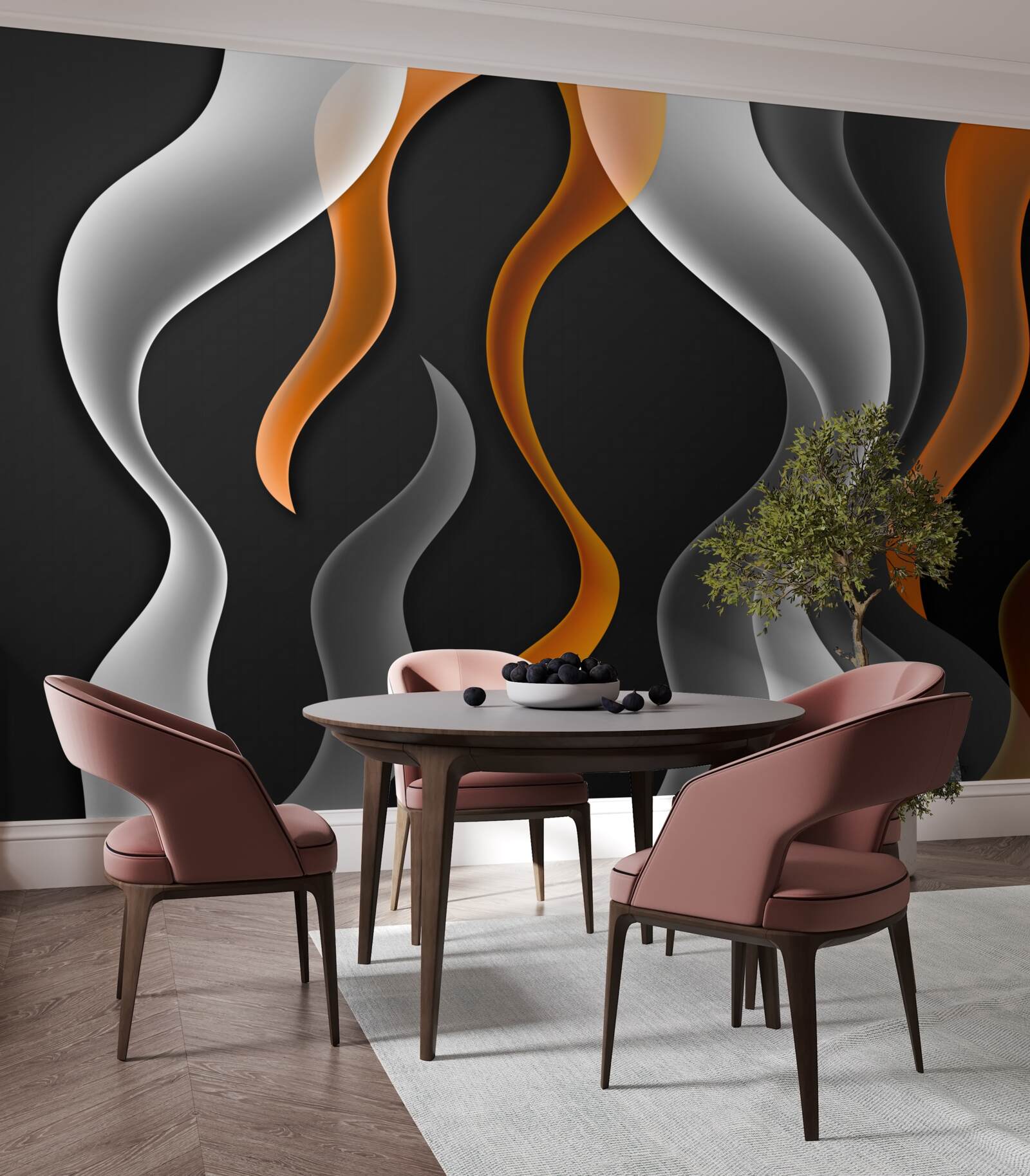 Fotobehang golven van grijze en bruine tinten