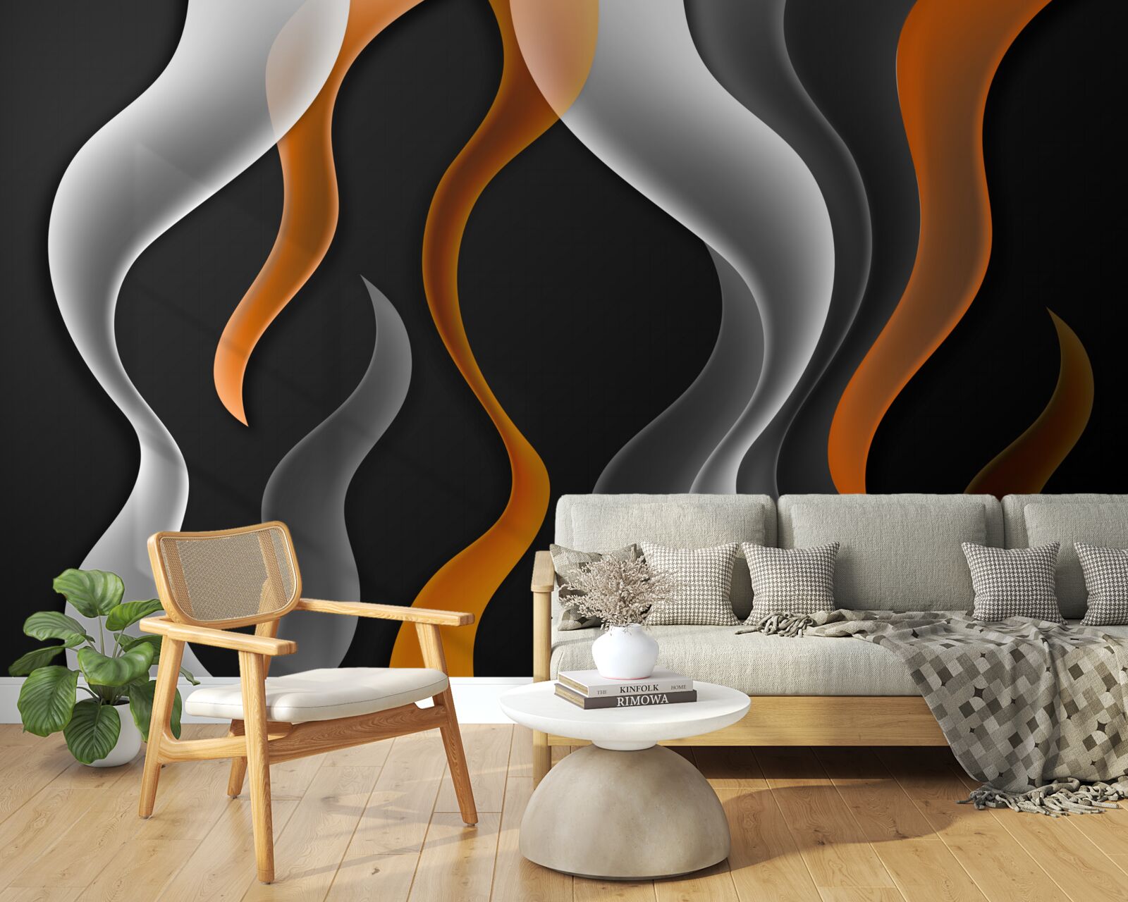 Fotobehang golven van grijze en bruine tinten