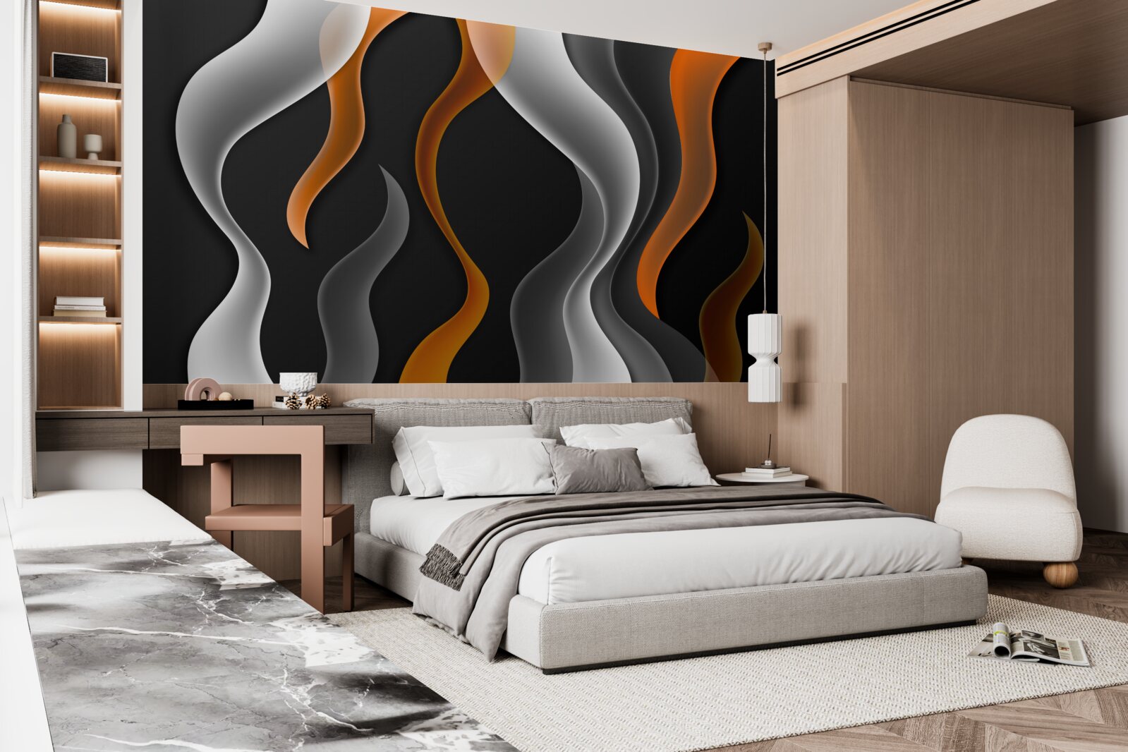 Fotobehang golven van grijze en bruine tinten