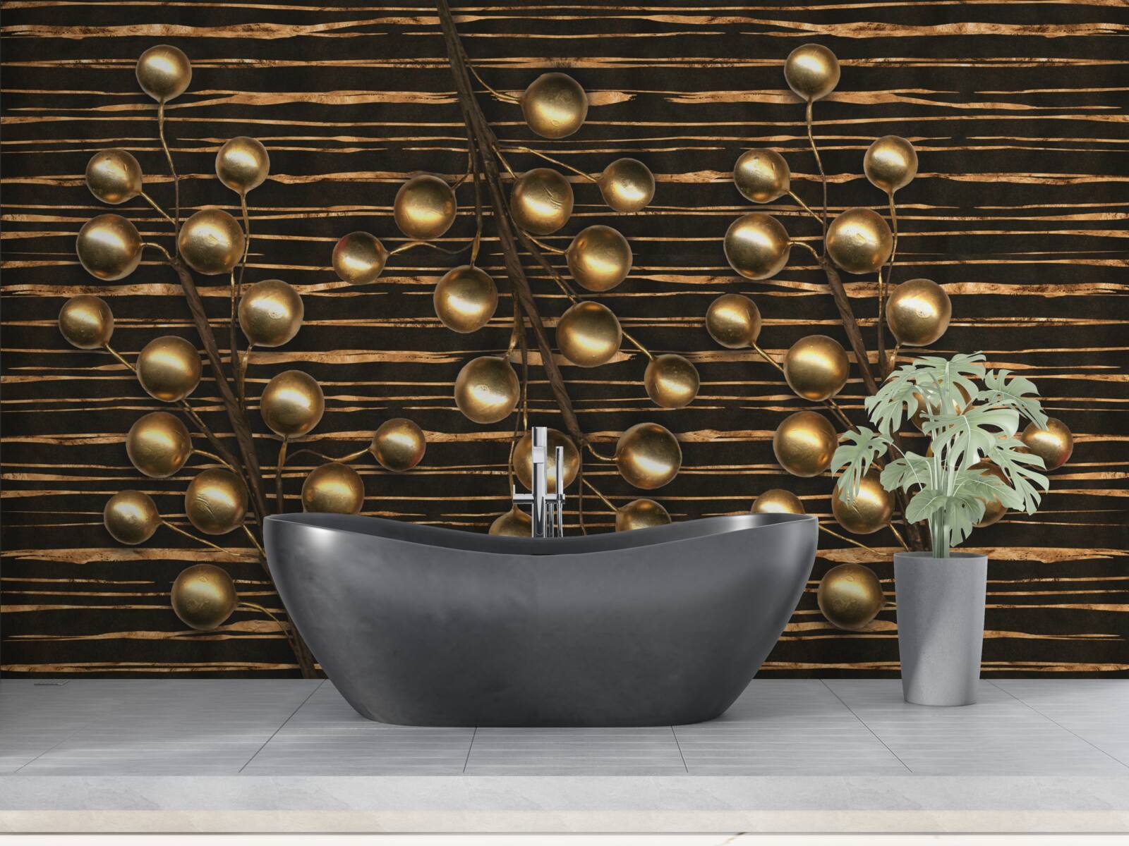 Fotobehang gouden parels op een bruine achtergrond