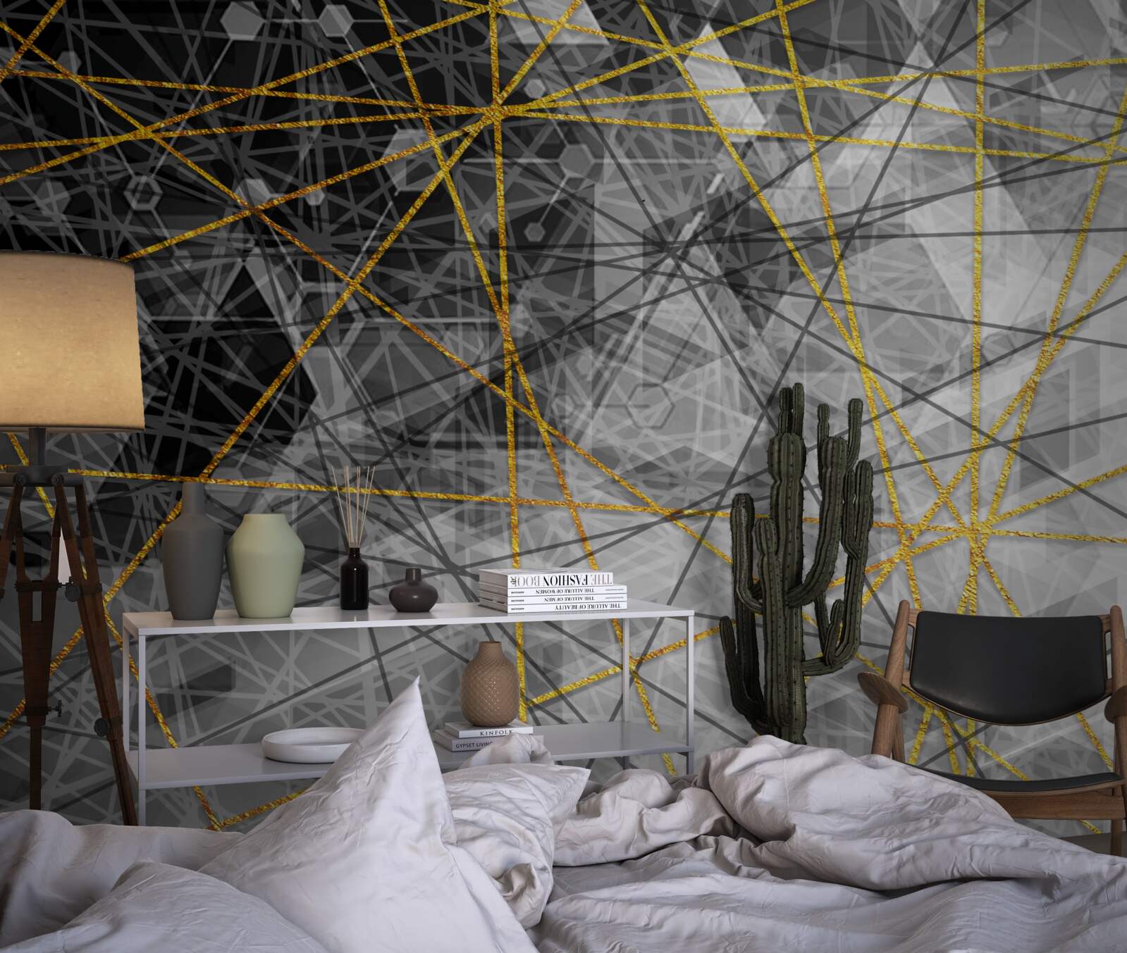 Fotobehang gouddraad en stenen