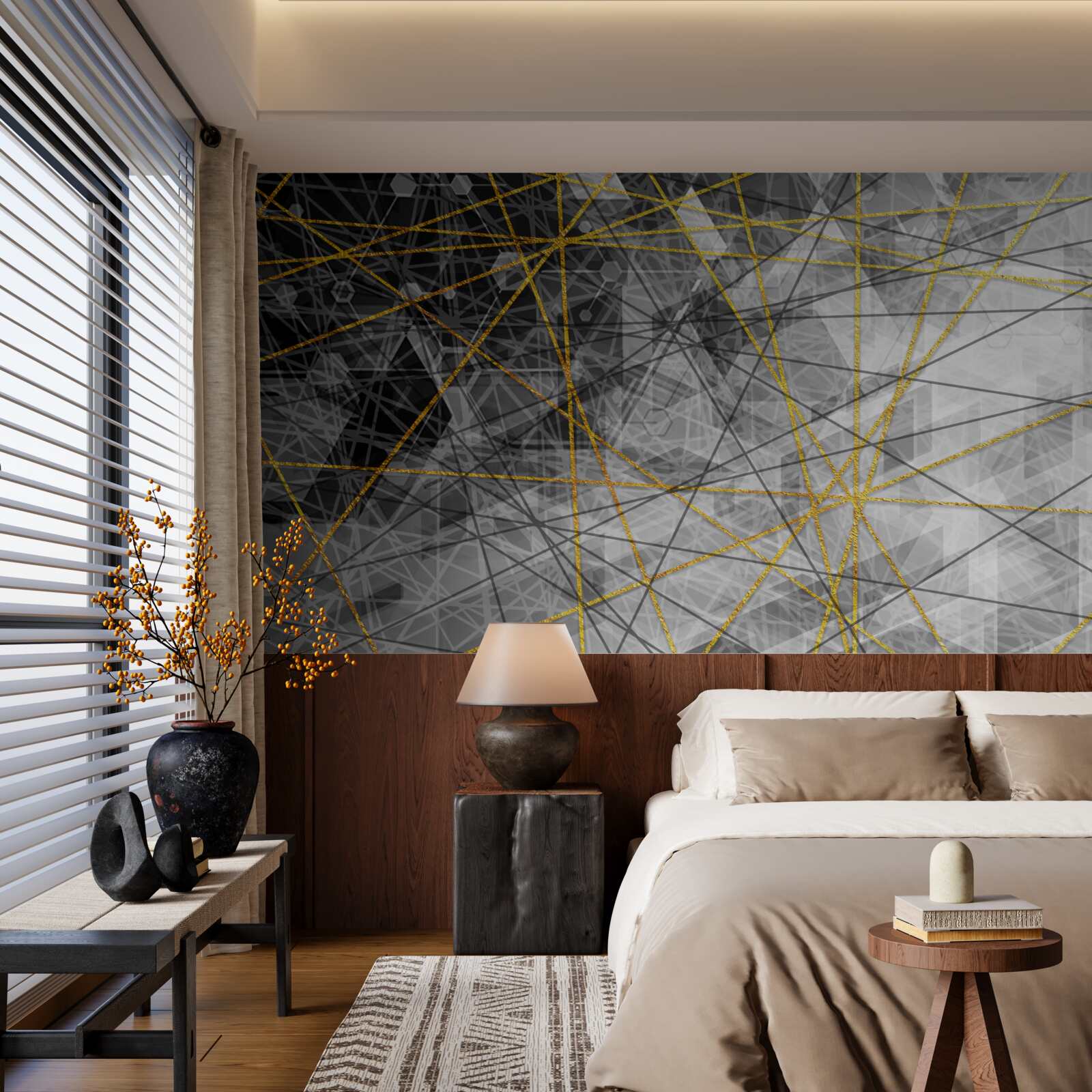 Fotobehang gouddraad en stenen