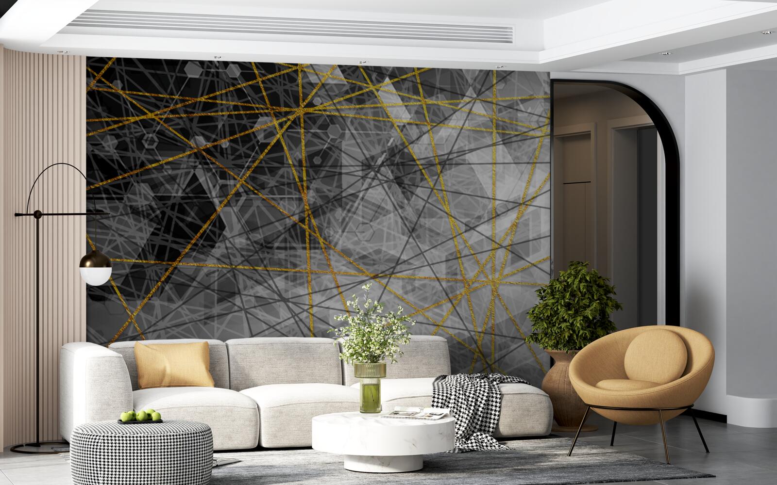 Fotobehang gouddraad en stenen