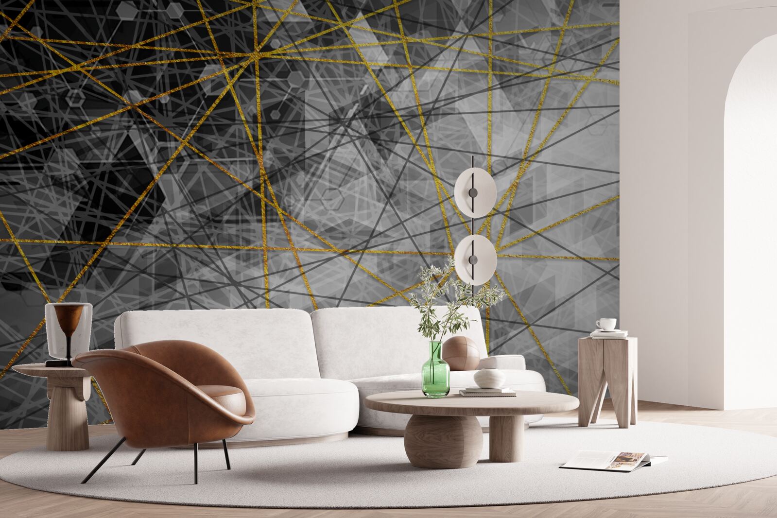 Fotobehang gouddraad en stenen