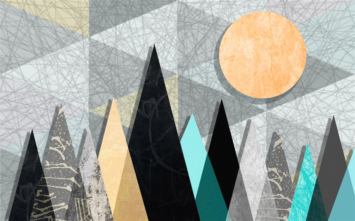 Fotobehang zonsondergang boven een dennenbos