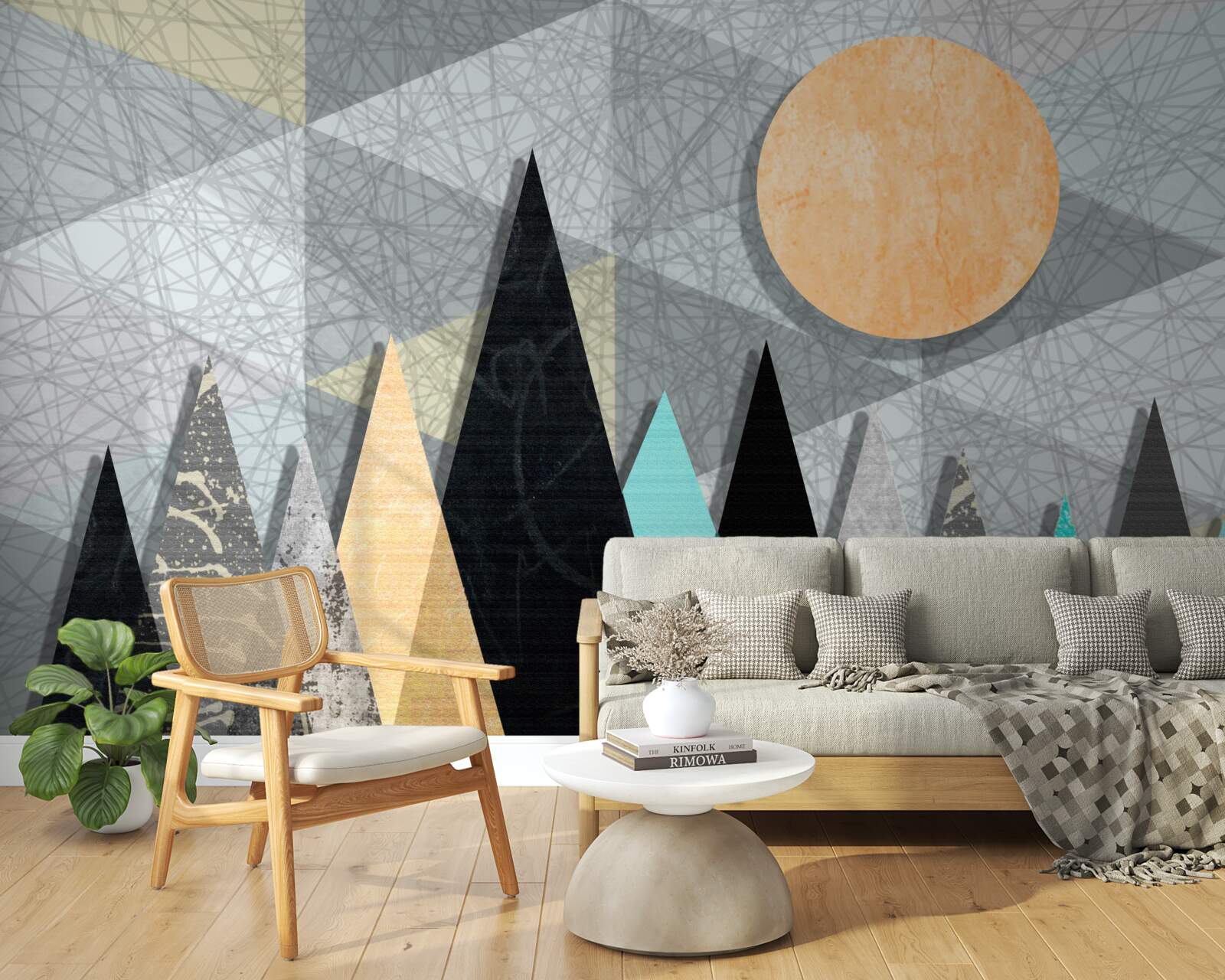 Fotobehang zonsondergang boven een dennenbos