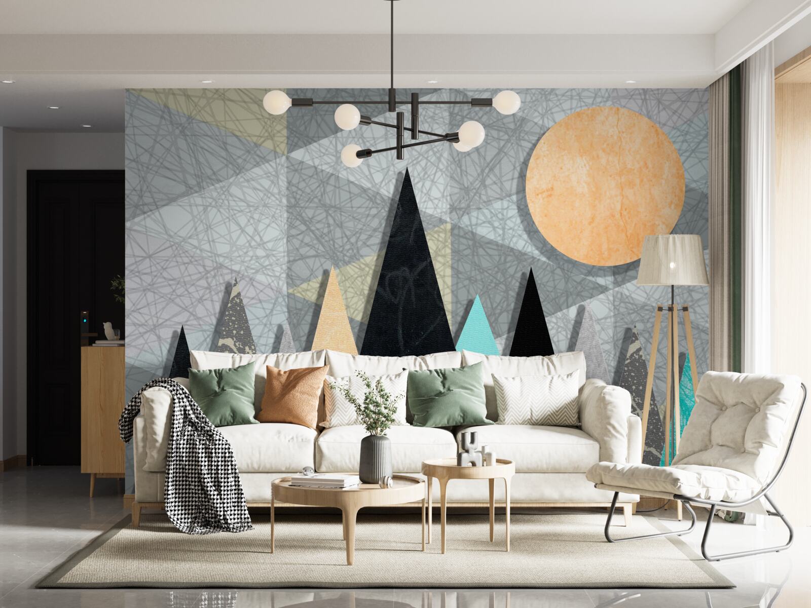 Fotobehang zonsondergang boven een dennenbos