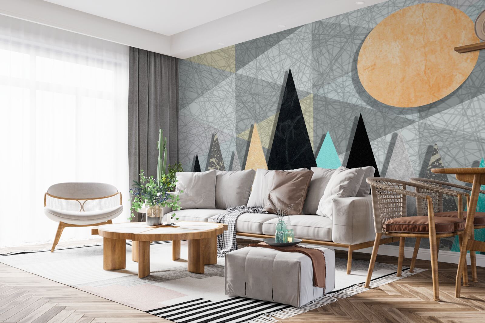 Fotobehang zonsondergang boven een dennenbos