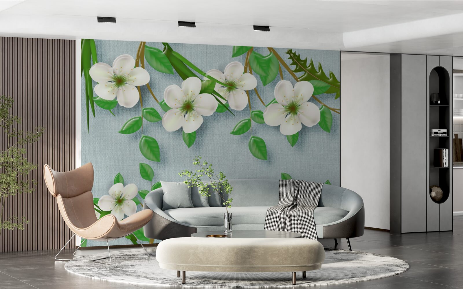 Fotobehang bloeiende bomen in de lente tegen een blauwe lucht