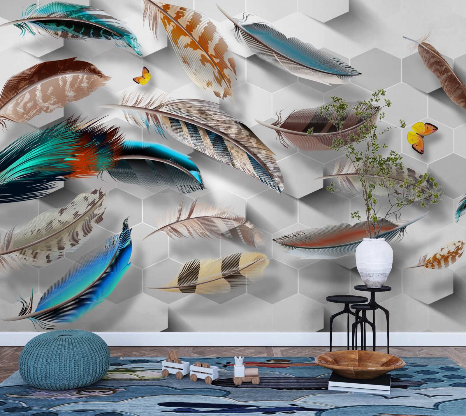 Fotobehang set decoratieve veren