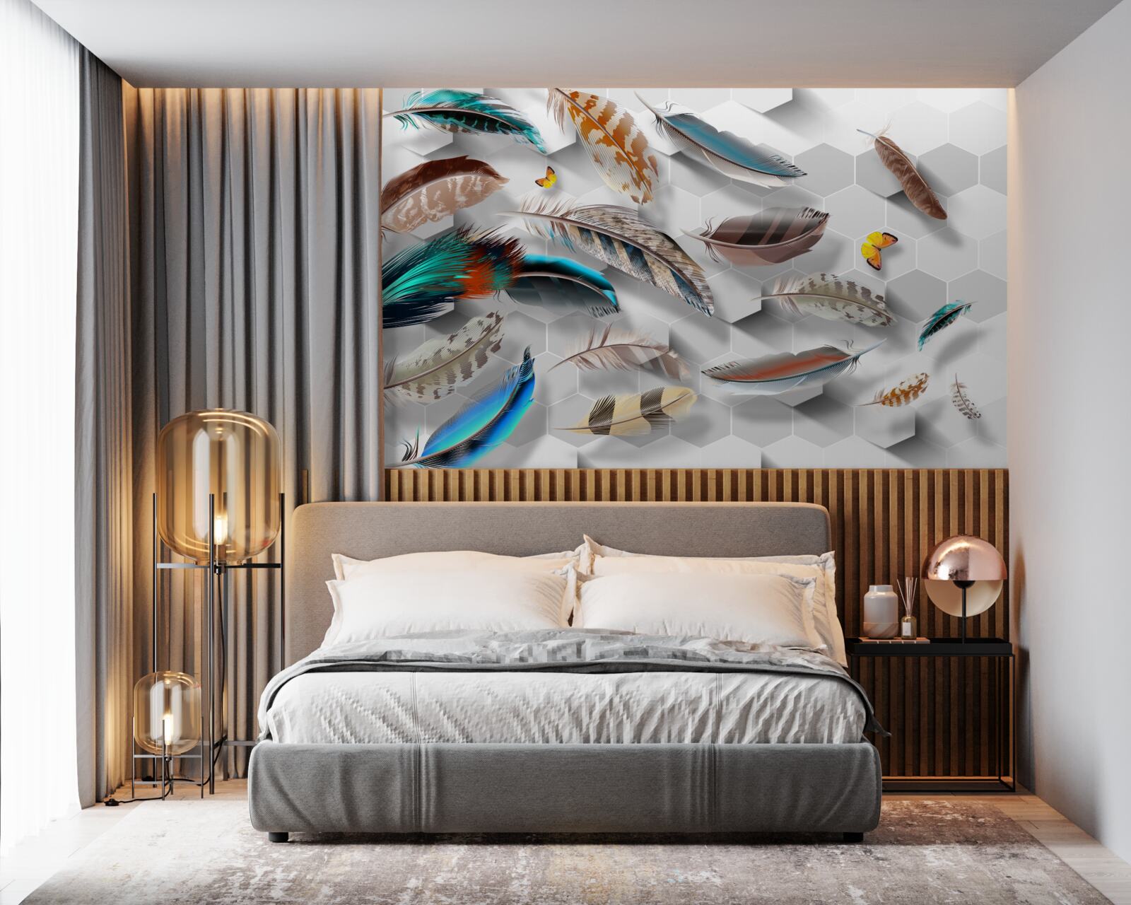 Fotobehang set decoratieve veren