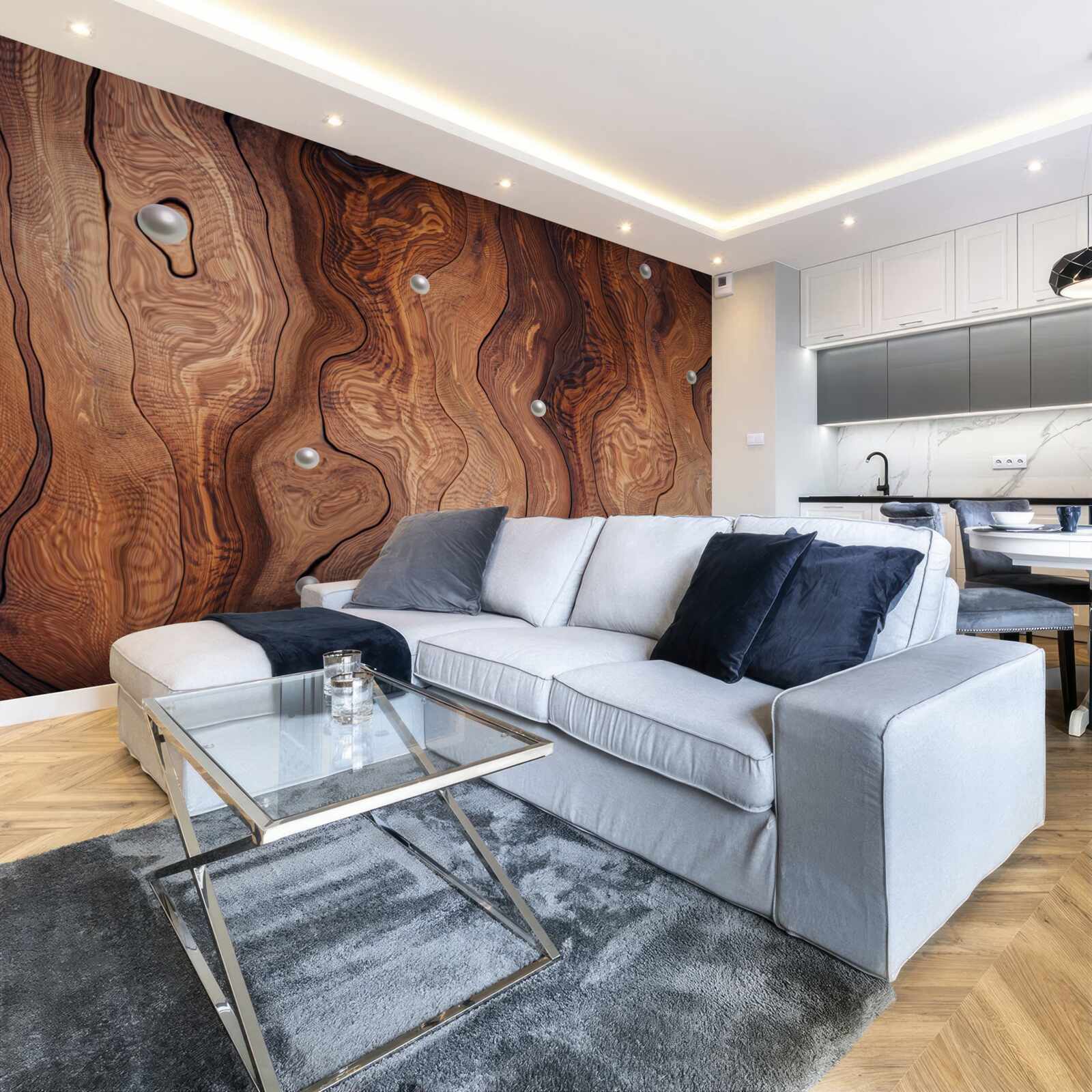 Fotobehang hout met structuur en parels