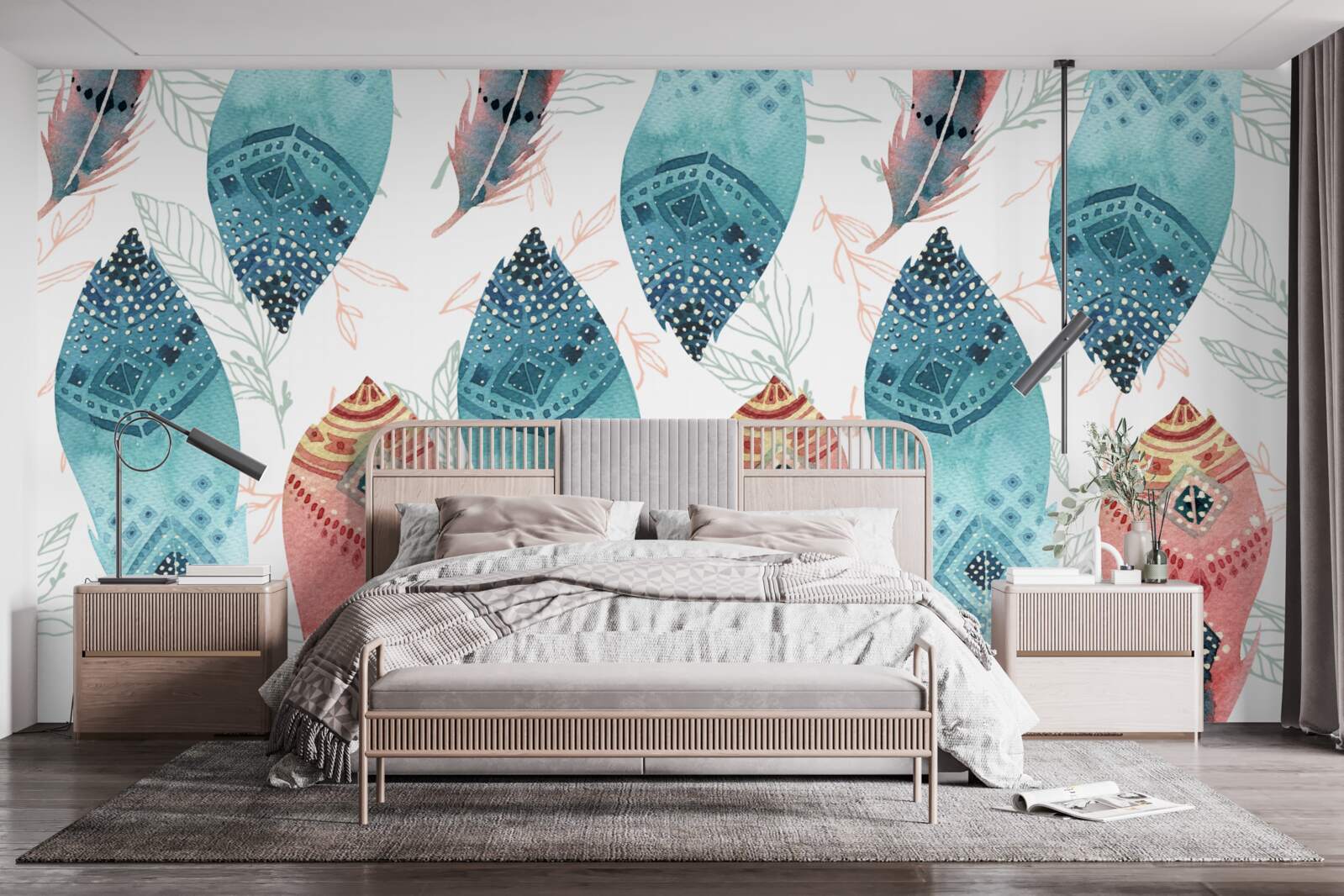 Fotobehang aquarelstift onderaan de achtergrond