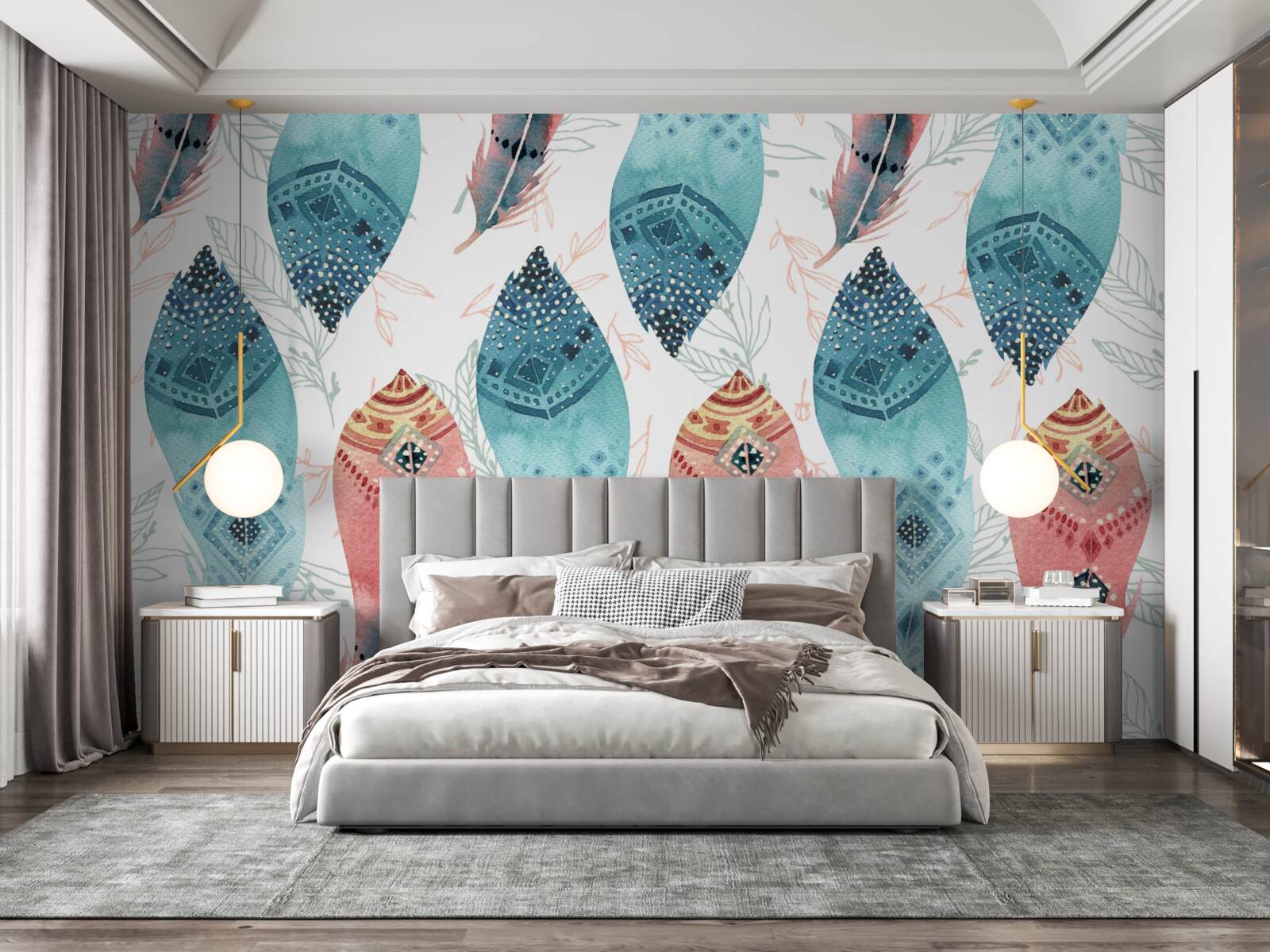 Fotobehang aquarelstift onderaan de achtergrond