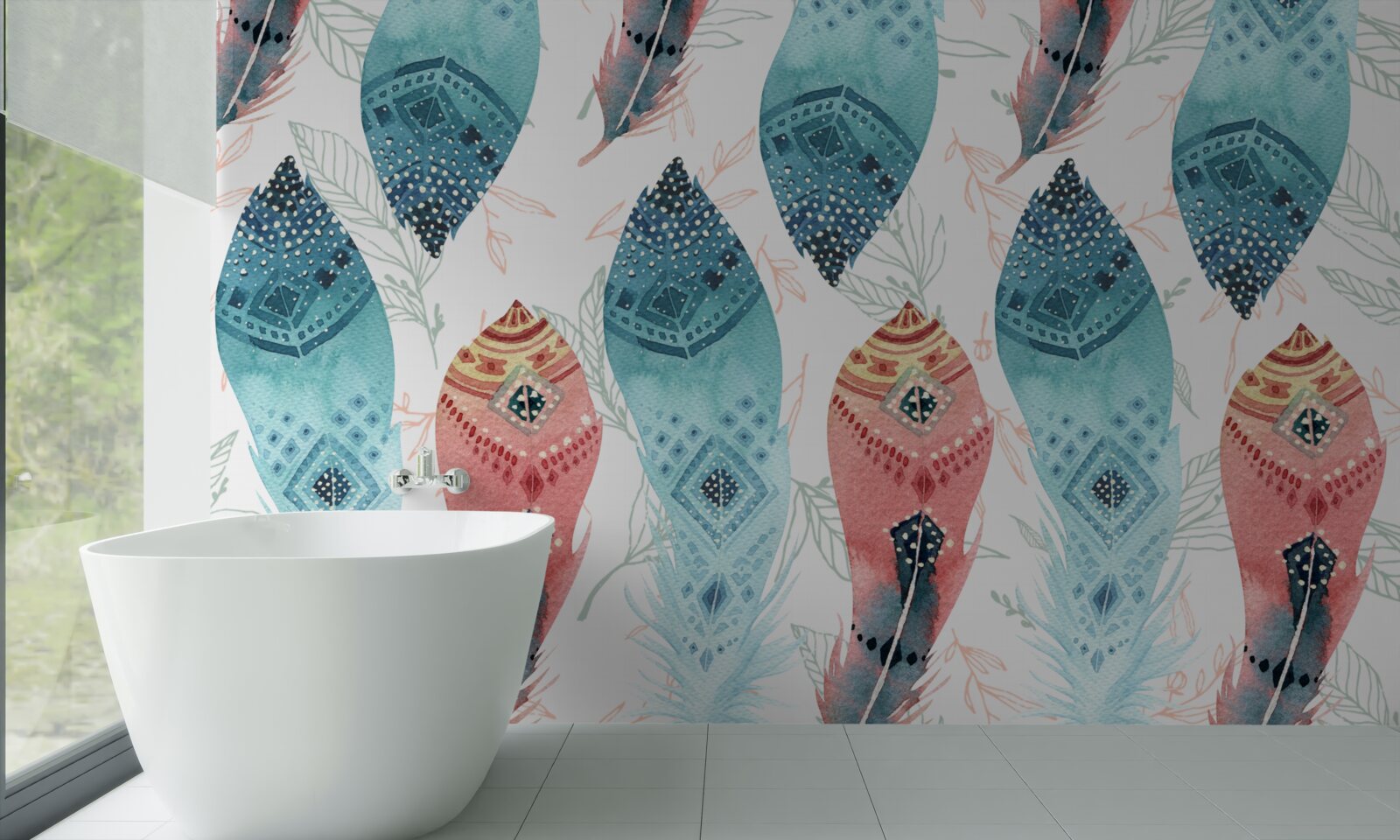 Fotobehang aquarelstift onderaan de achtergrond