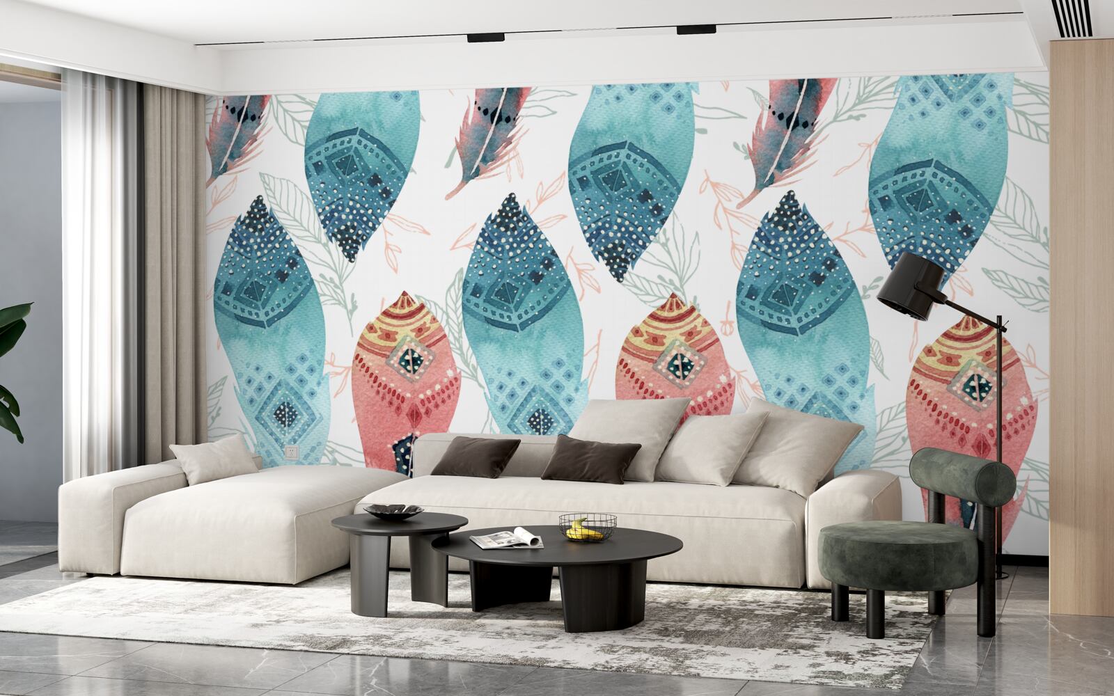 Fotobehang aquarelstift onderaan de achtergrond