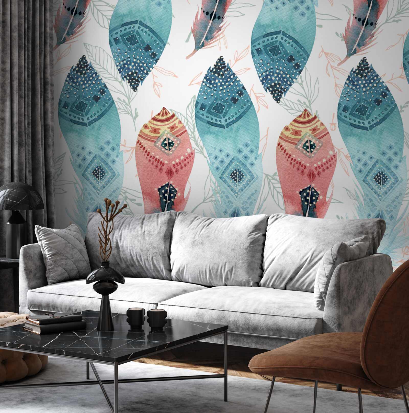 Fotobehang aquarelstift onderaan de achtergrond