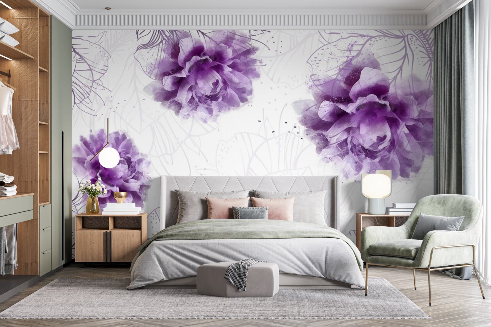 Fotobehang pioenen hebben een prachtige lila tint