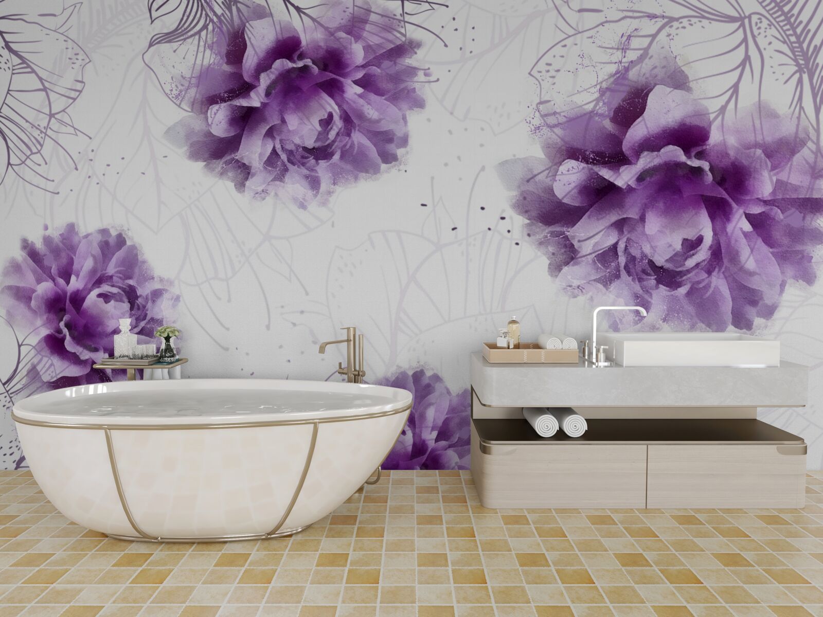 Fotobehang pioenen hebben een prachtige lila tint