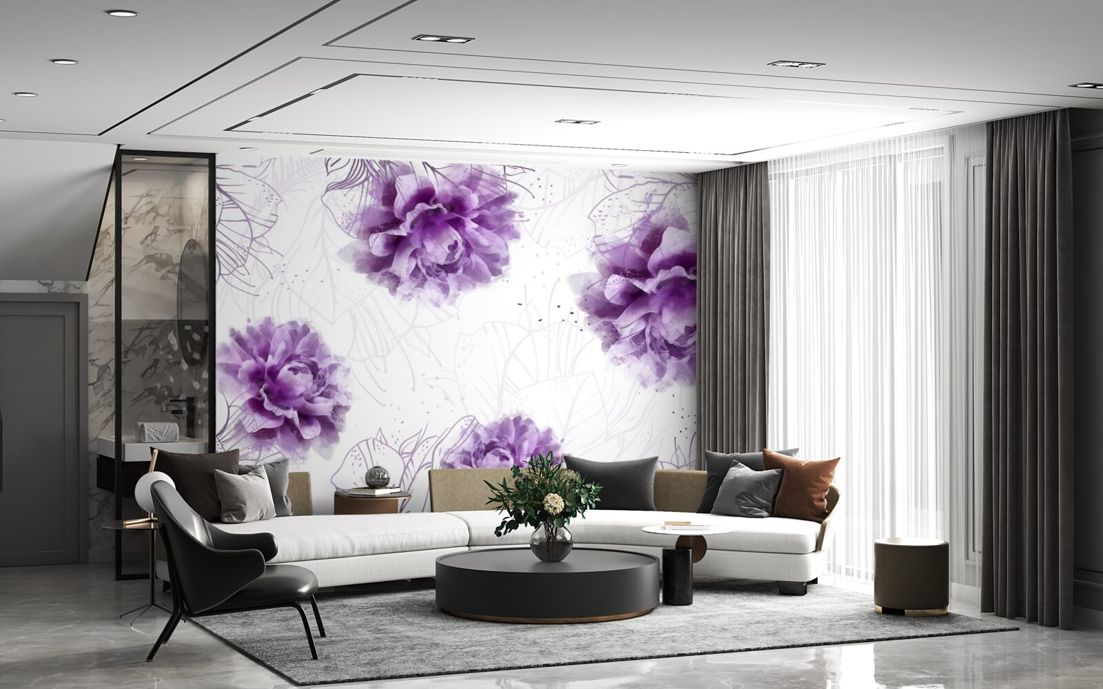 Fotobehang pioenen hebben een prachtige lila tint