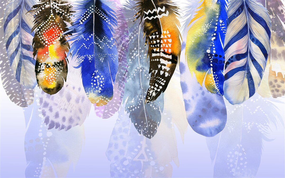 Fotobehang bungelen verschillende veren