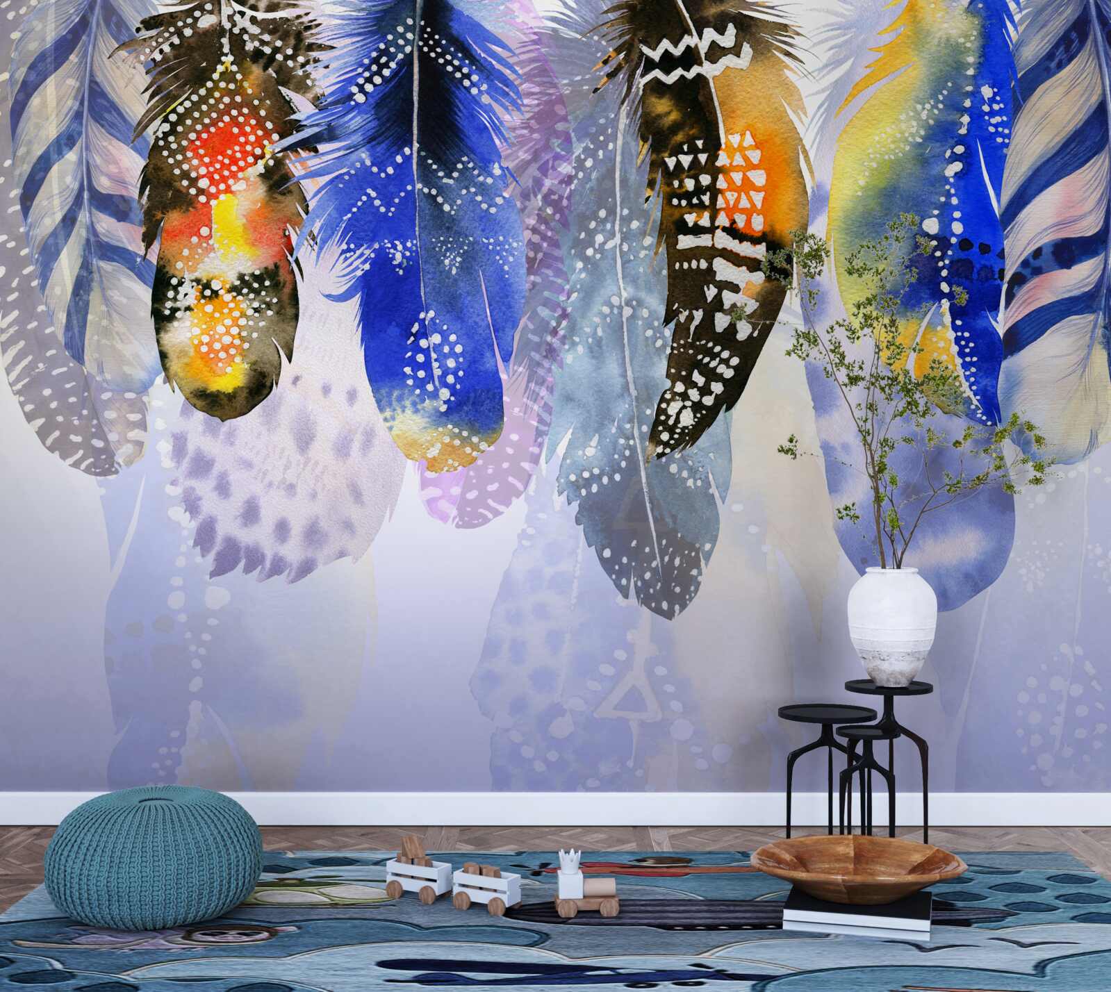 Fotobehang bungelen verschillende veren