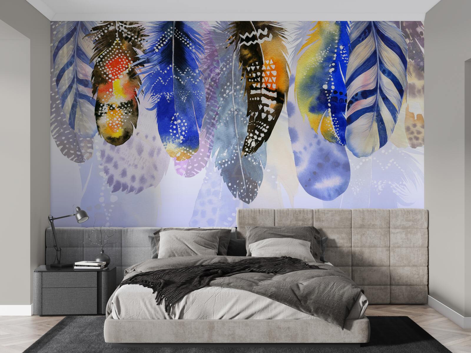 Fotobehang bungelen verschillende veren