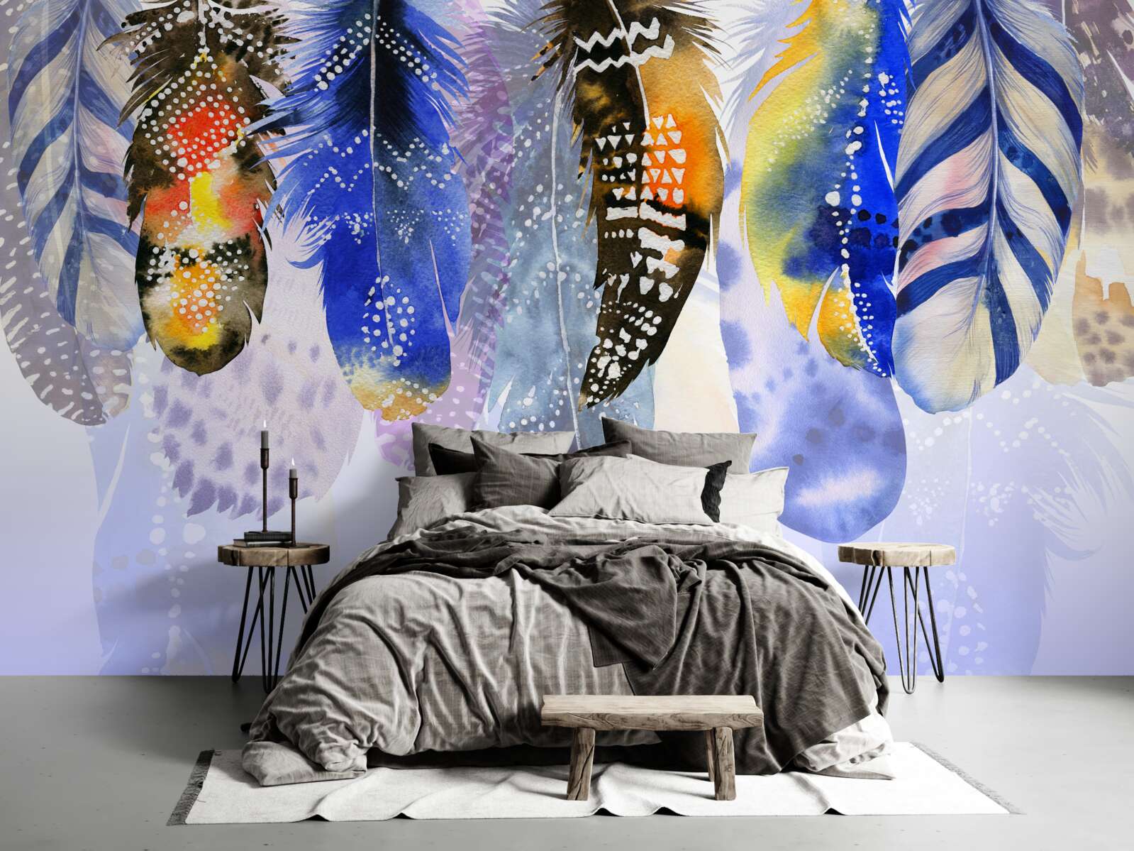 Fotobehang bungelen verschillende veren