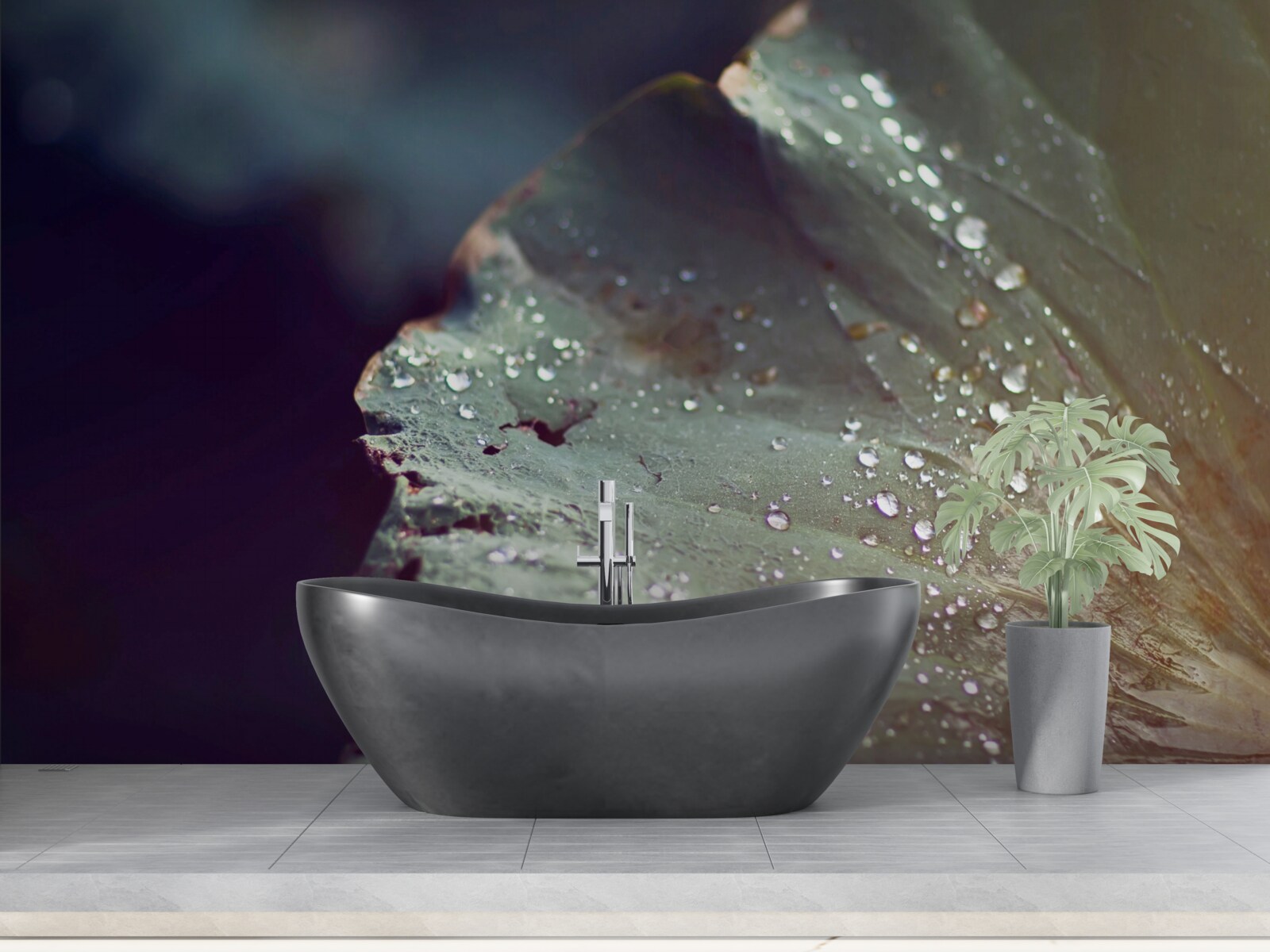 Fotobehang korrels vroege dauw op een blad