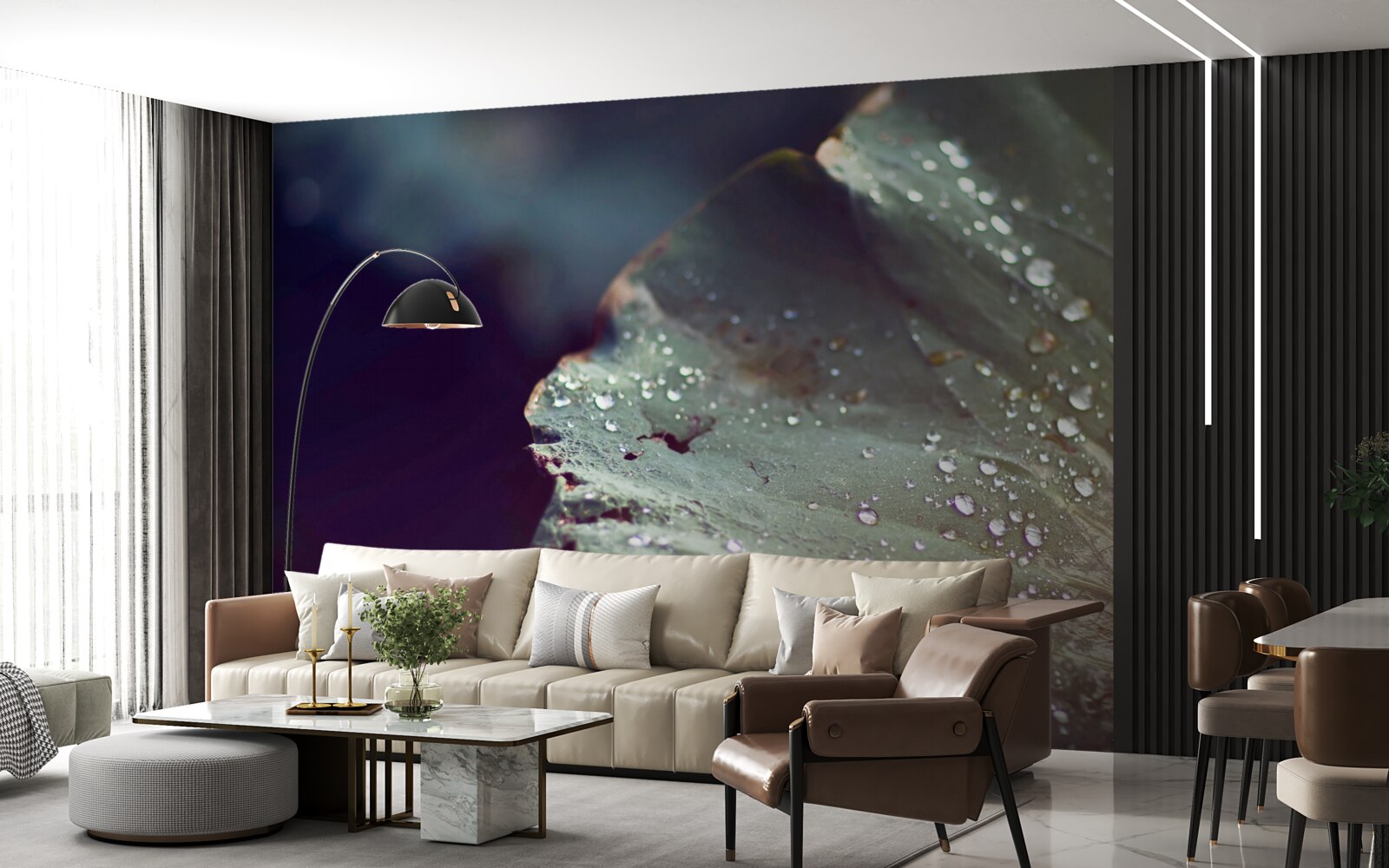 Fotobehang korrels vroege dauw op een blad