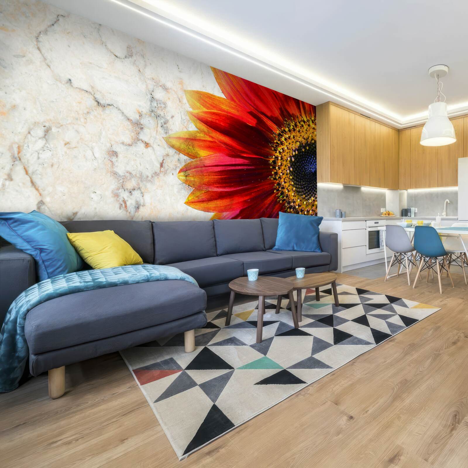 Fotobehang grote rood-oranje gerbera