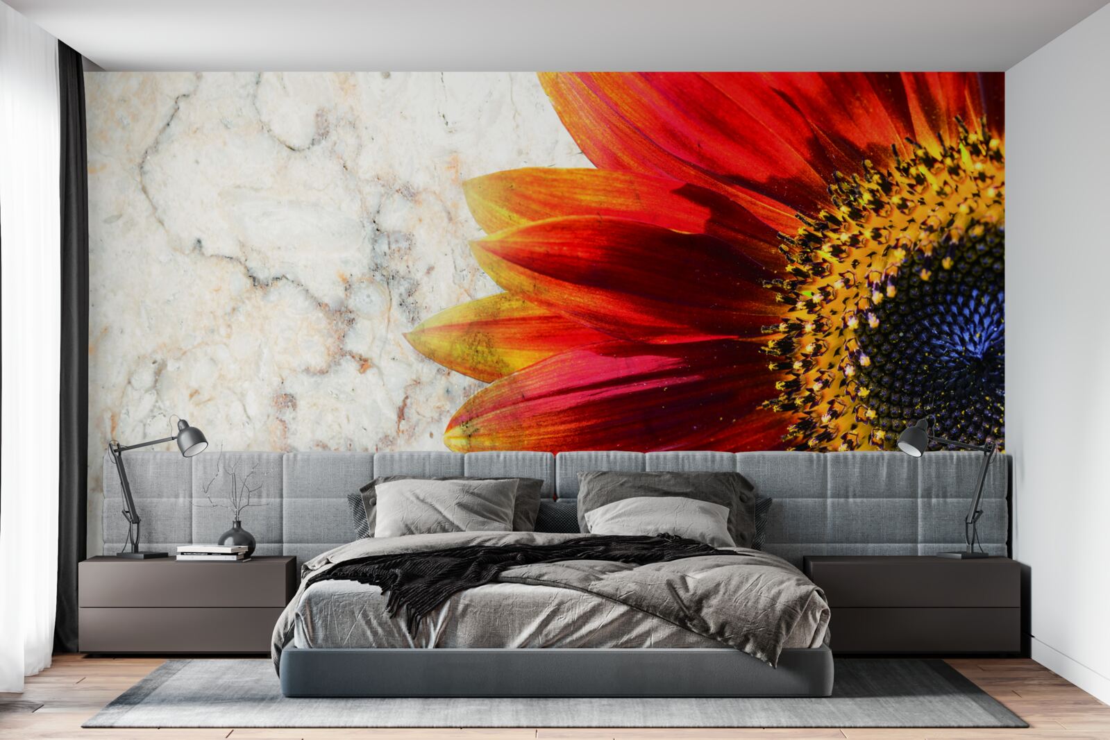 Fotobehang grote rood-oranje gerbera