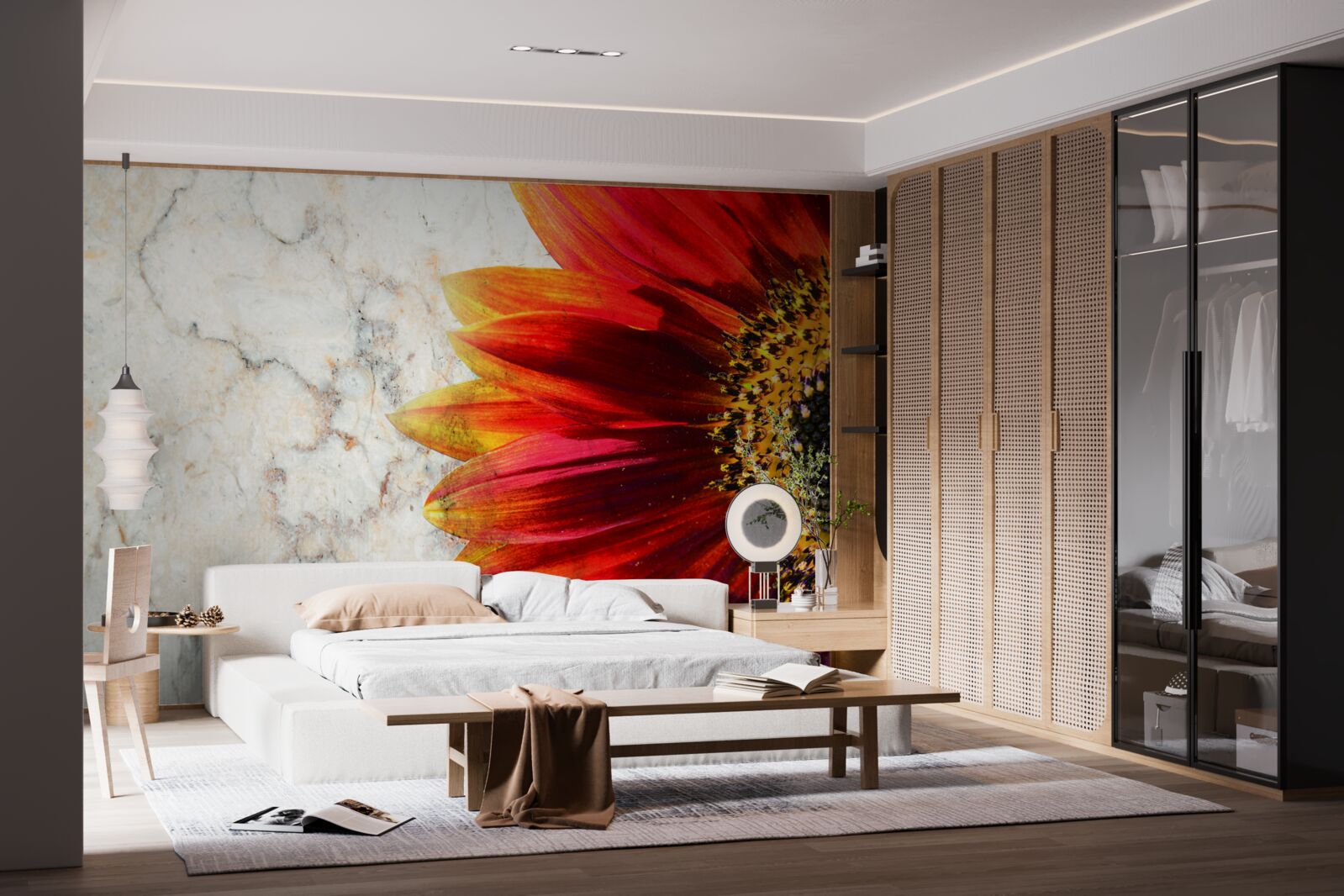 Fotobehang grote rood-oranje gerbera