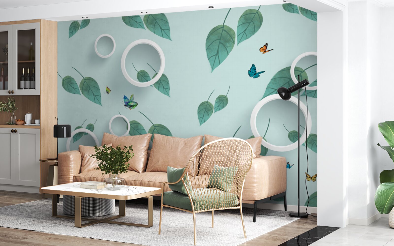 Fotobehang Lepidoptera tussen de groene bladeren