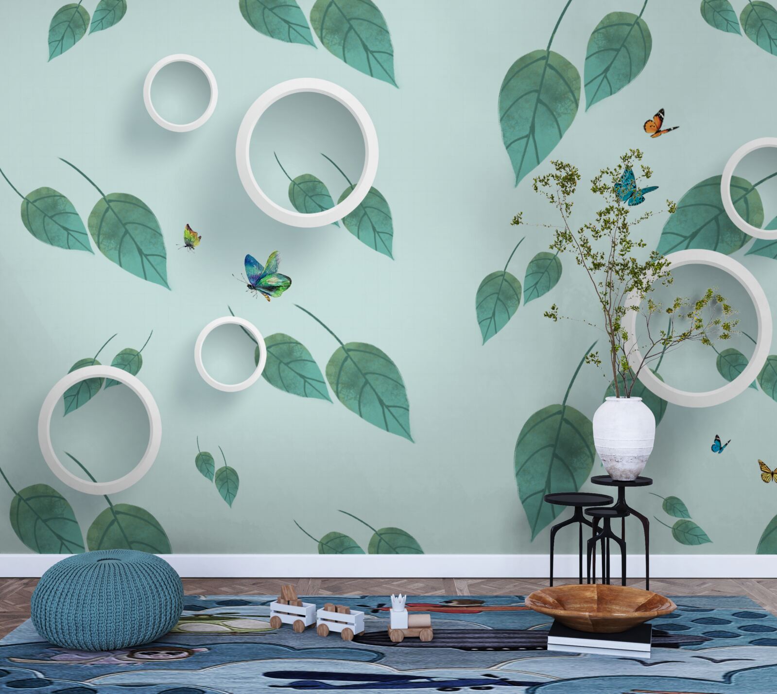 Fotobehang Lepidoptera tussen de groene bladeren