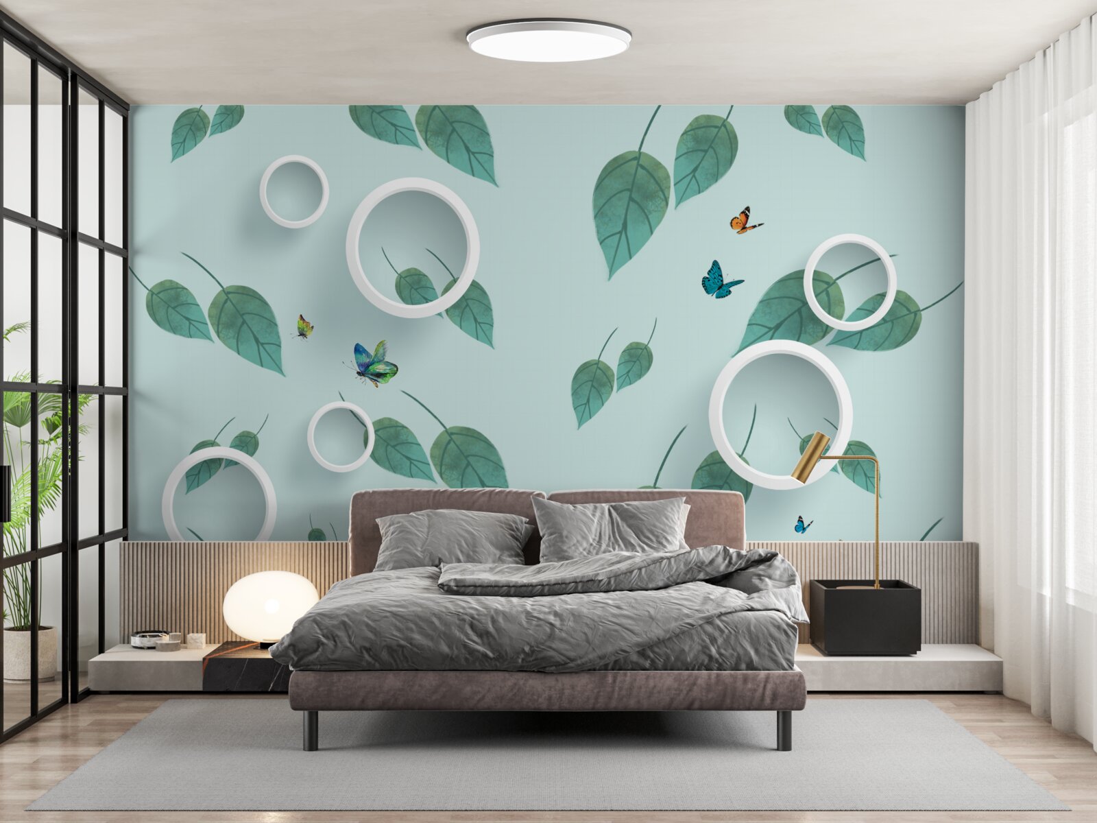 Fotobehang Lepidoptera tussen de groene bladeren