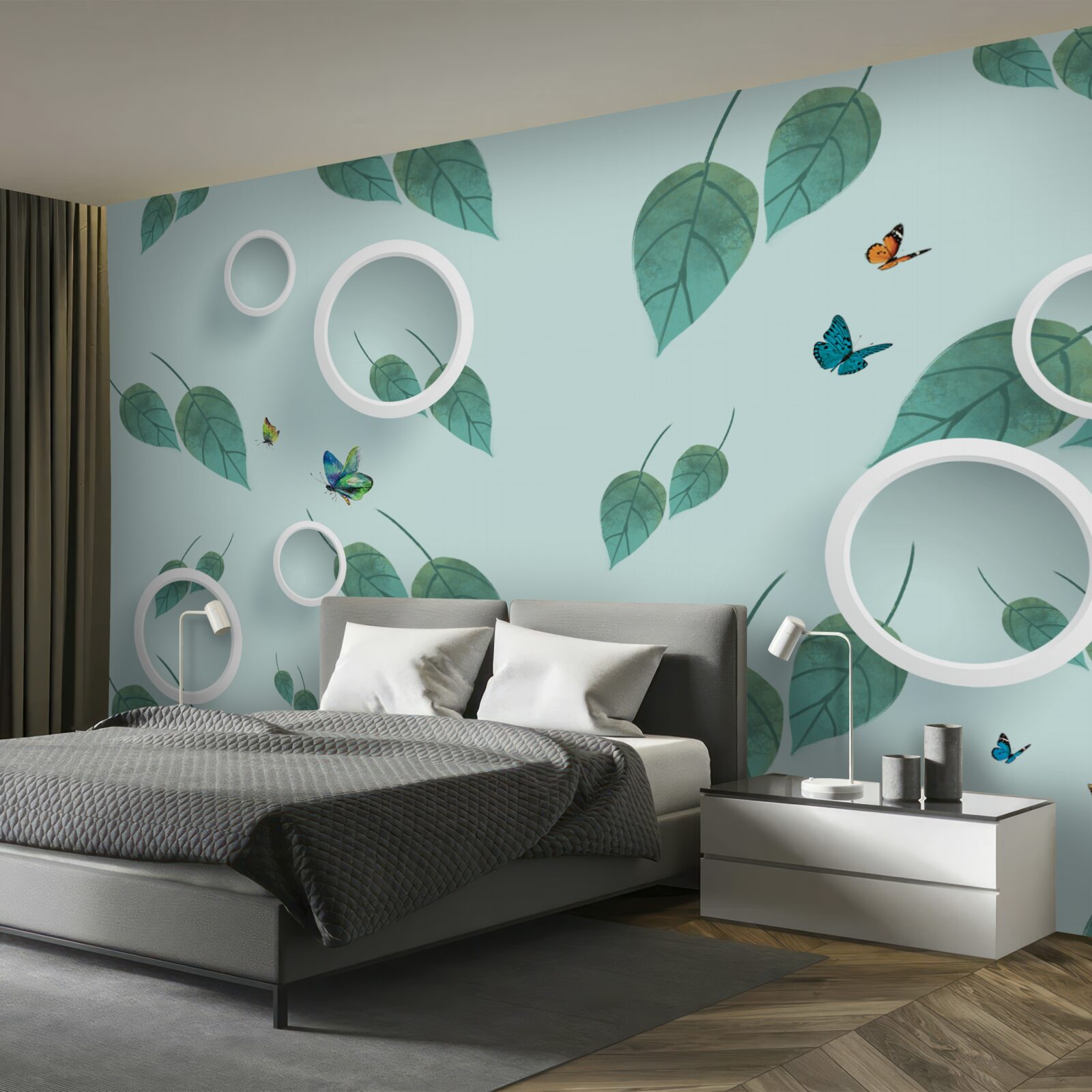 Fotobehang Lepidoptera tussen de groene bladeren