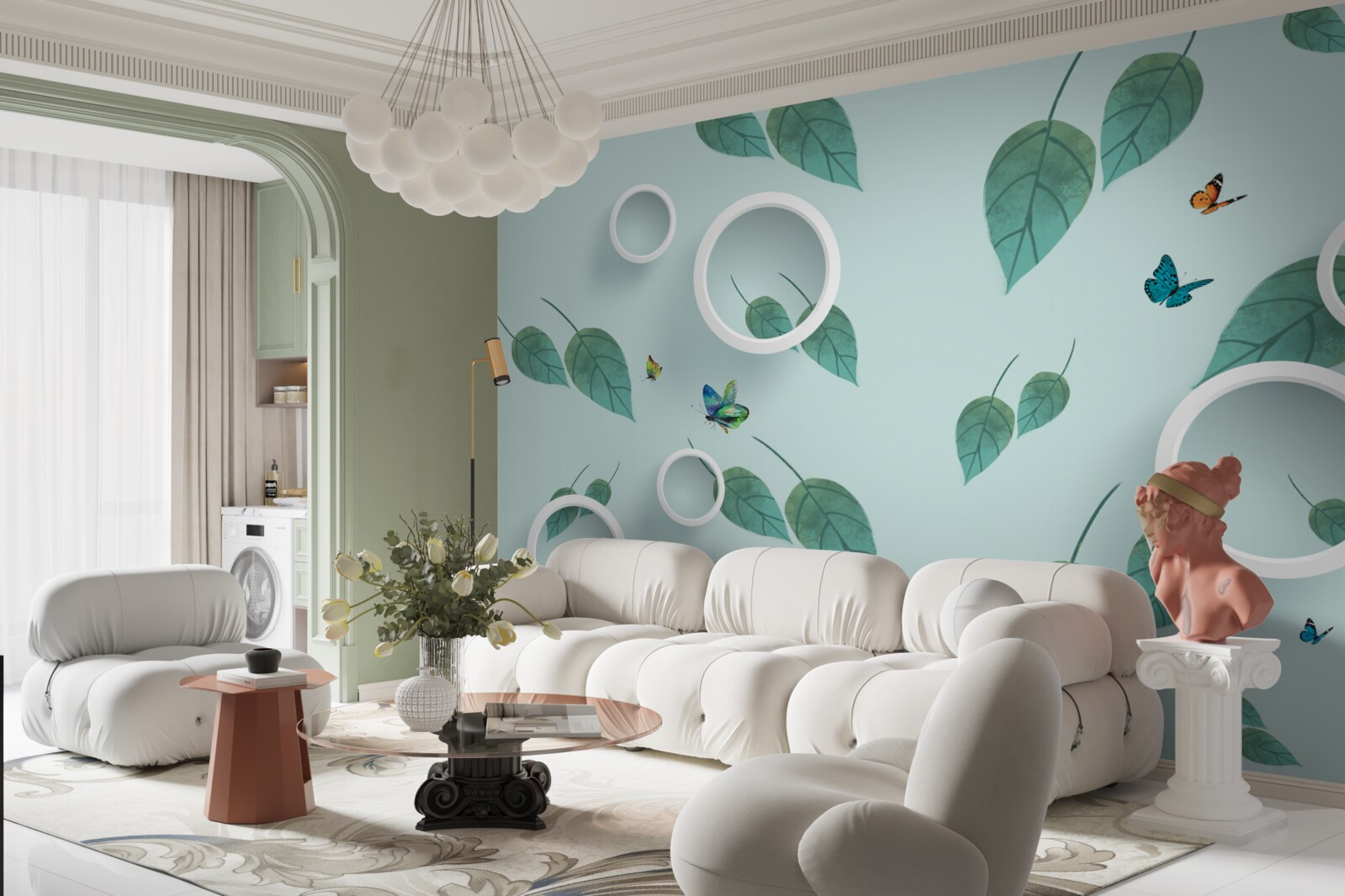 Fotobehang Lepidoptera tussen de groene bladeren