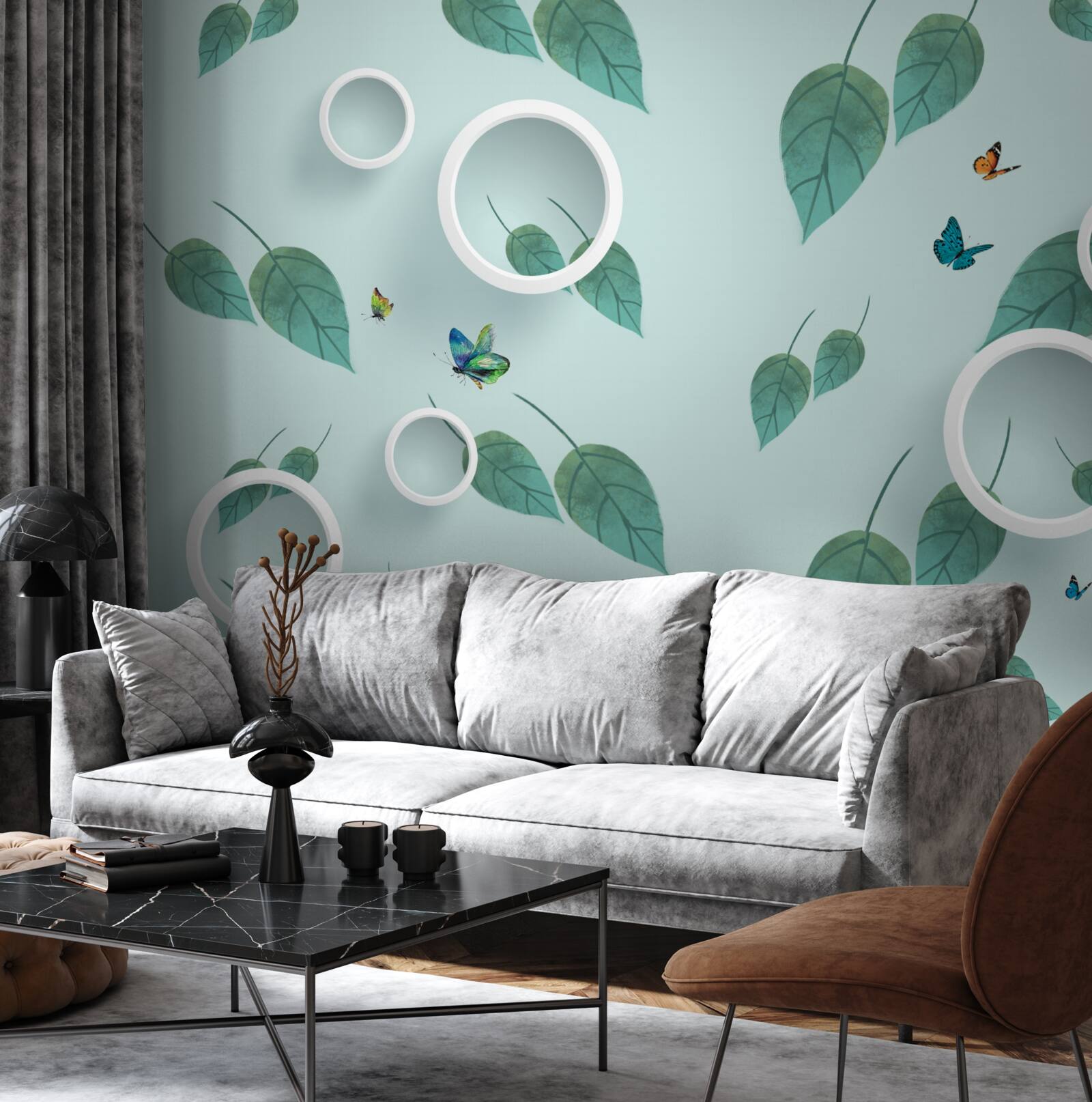 Fotobehang Lepidoptera tussen de groene bladeren