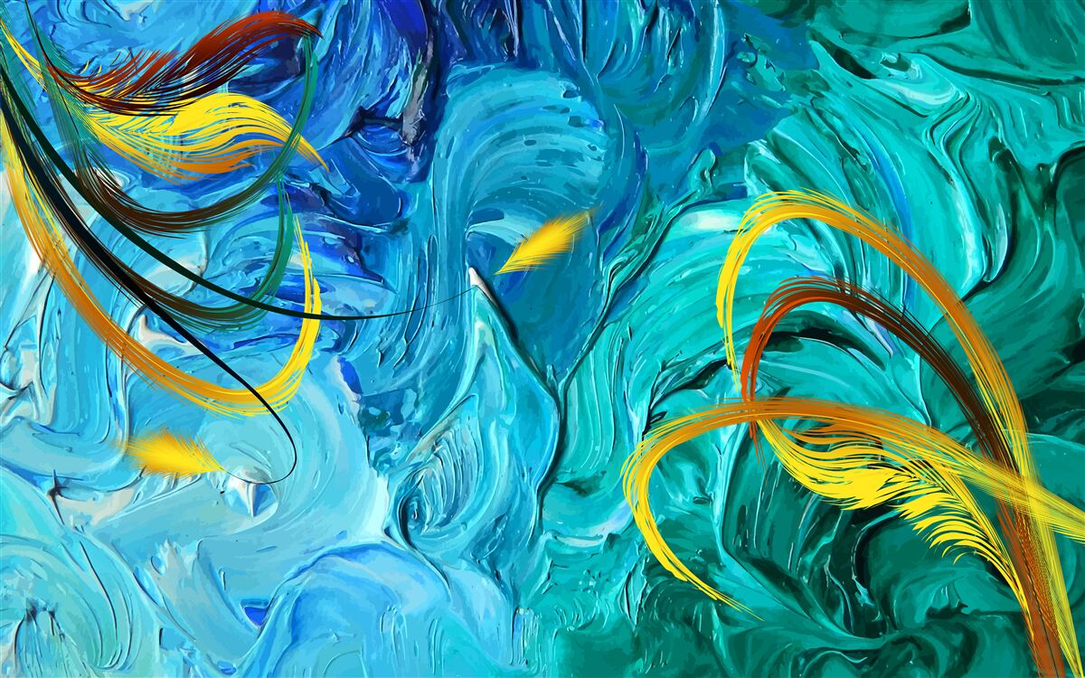 Fotobehang blauwe plakkaatverfpigmenten in verschillende tinten