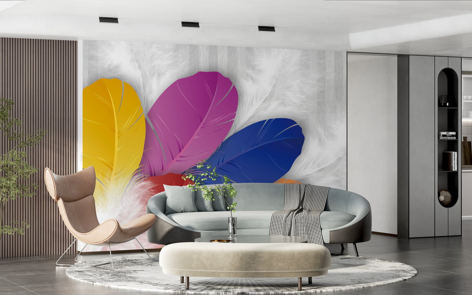 Fotobehang heldere en zorgvuldig gepolijste veren