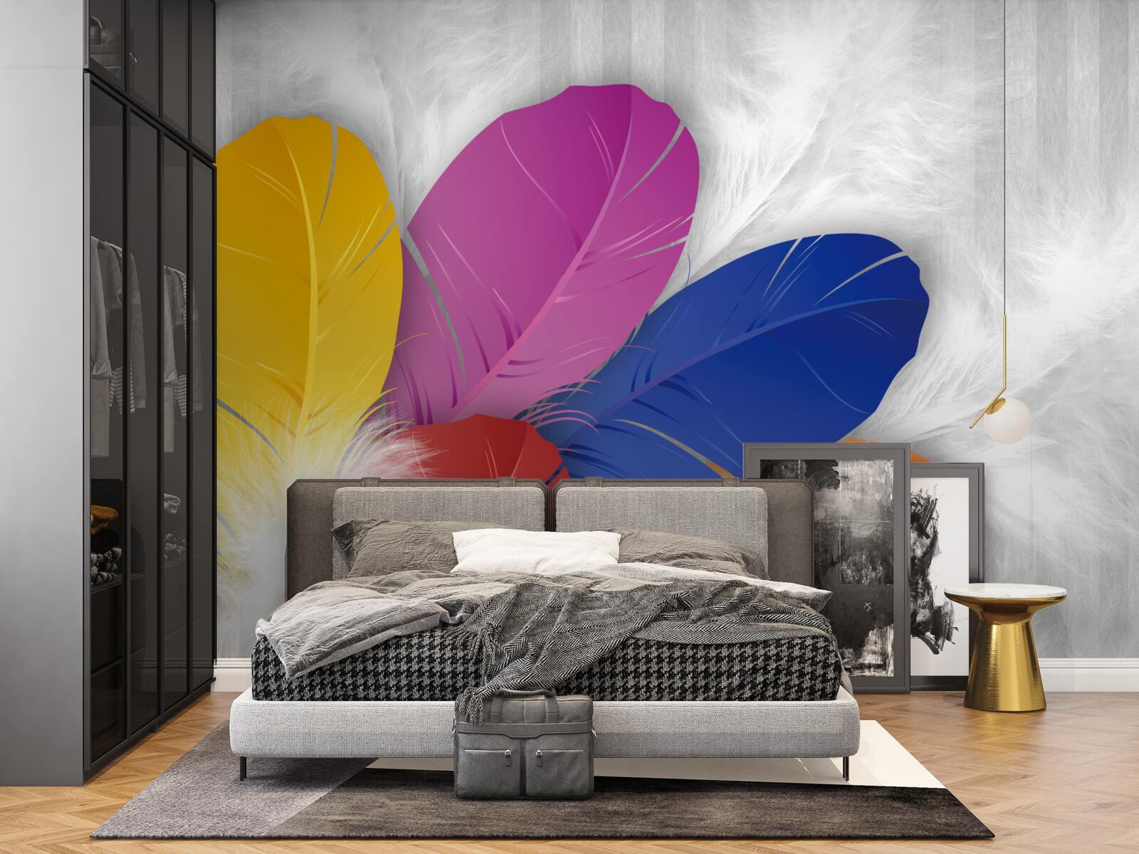 Fotobehang heldere en zorgvuldig gepolijste veren