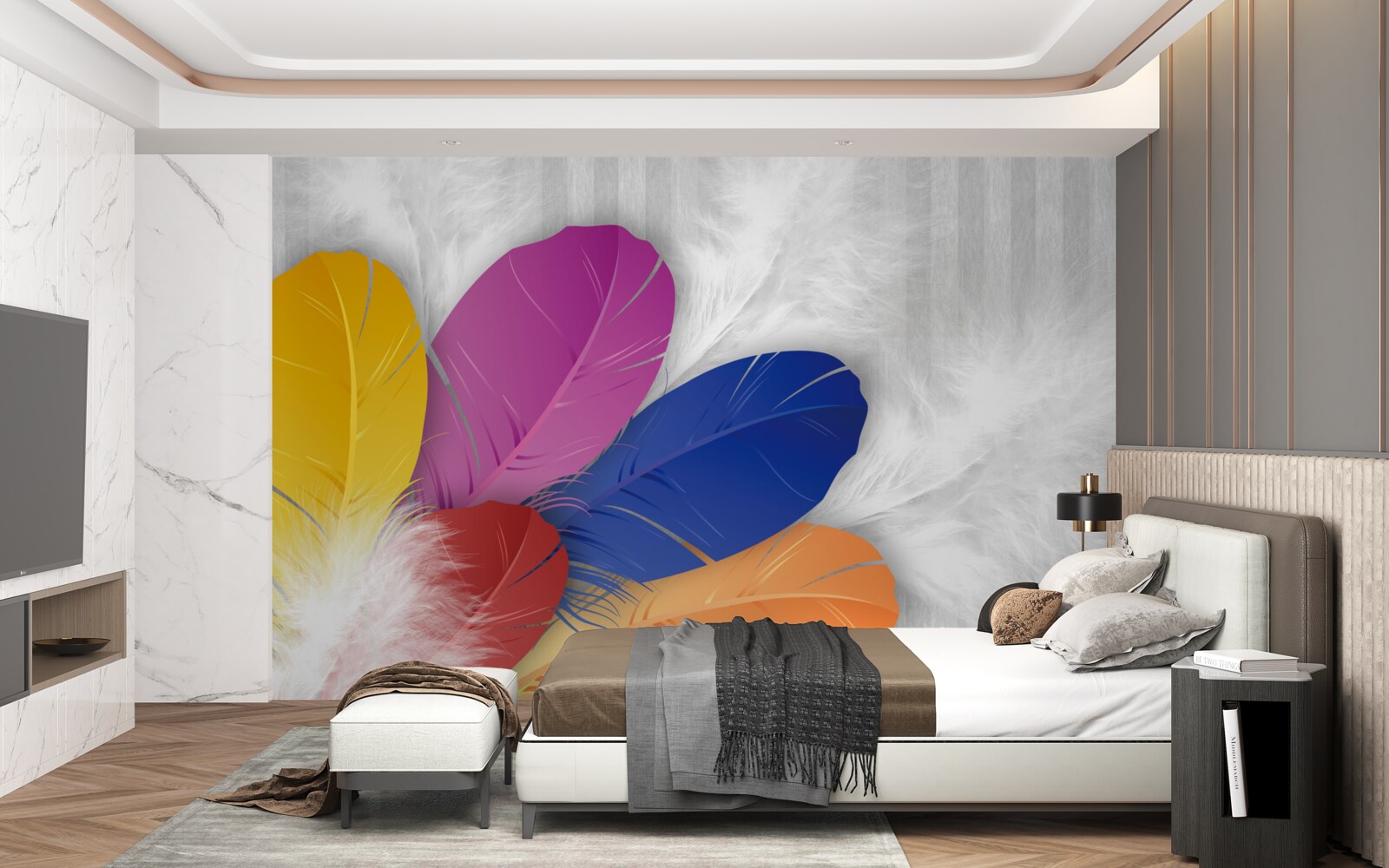 Fotobehang heldere en zorgvuldig gepolijste veren