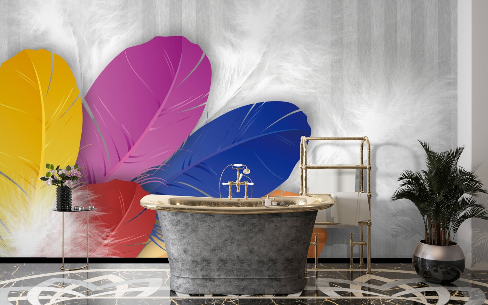 Fotobehang heldere en zorgvuldig gepolijste veren