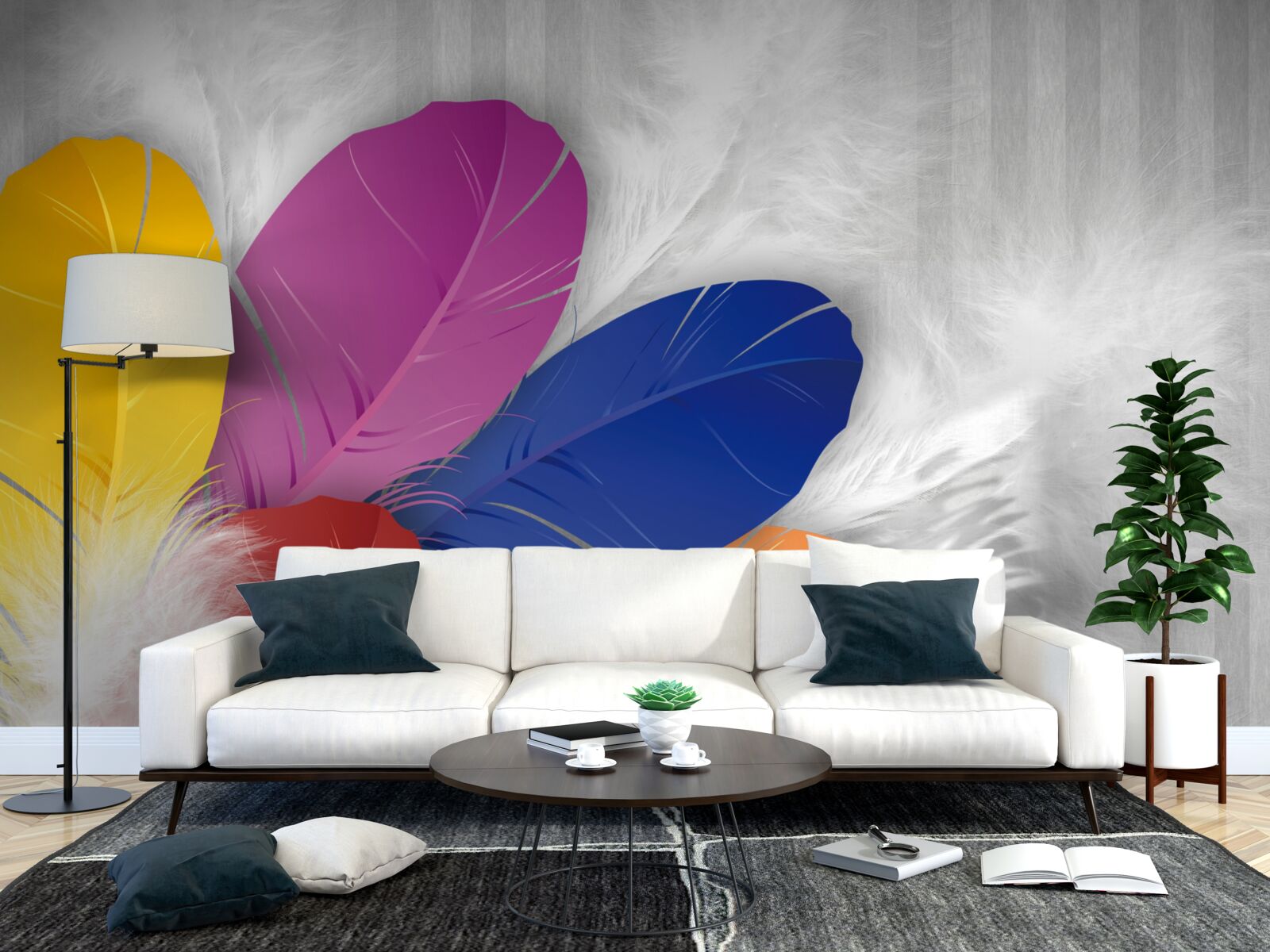 Fotobehang heldere en zorgvuldig gepolijste veren