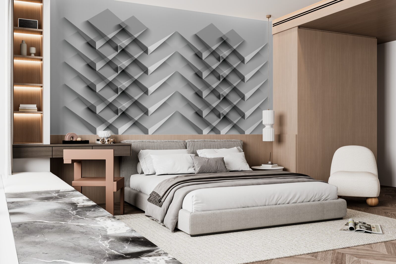 Fotobehang 3d driehoek stapel