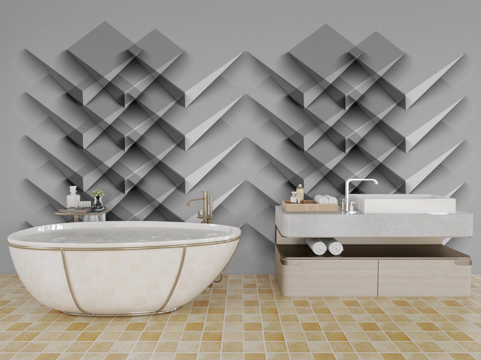 Fotobehang 3d driehoek stapel