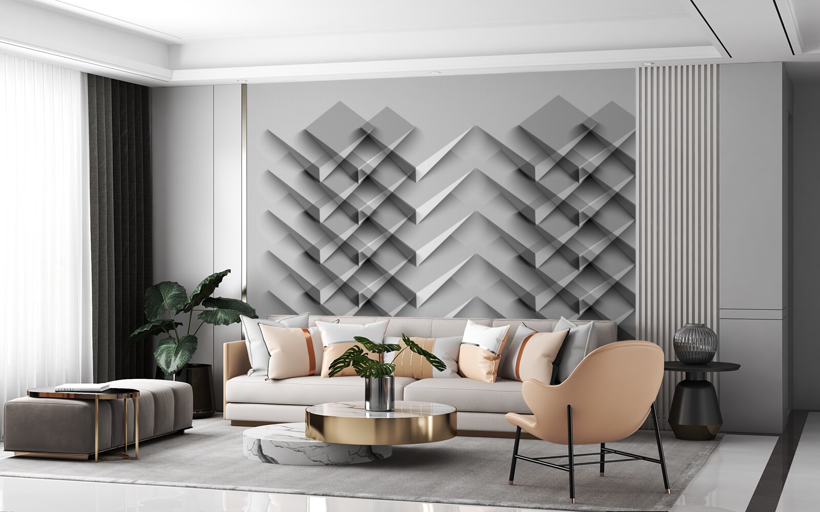 Fotobehang 3d driehoek stapel