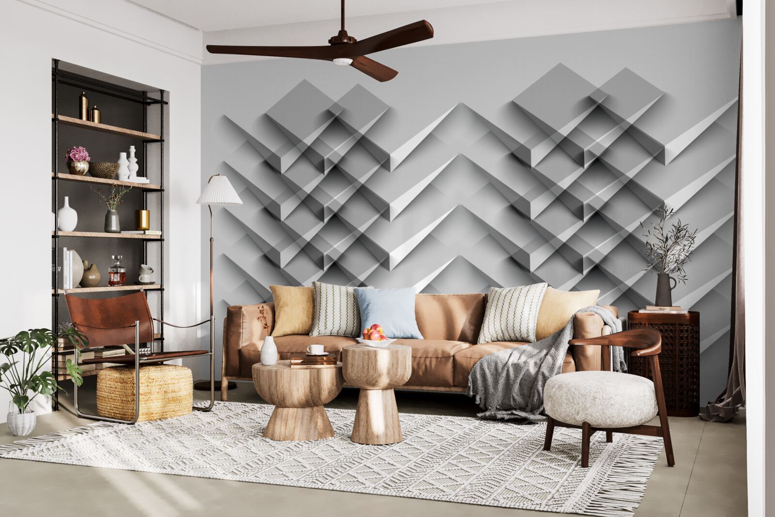 Fotobehang 3d driehoek stapel